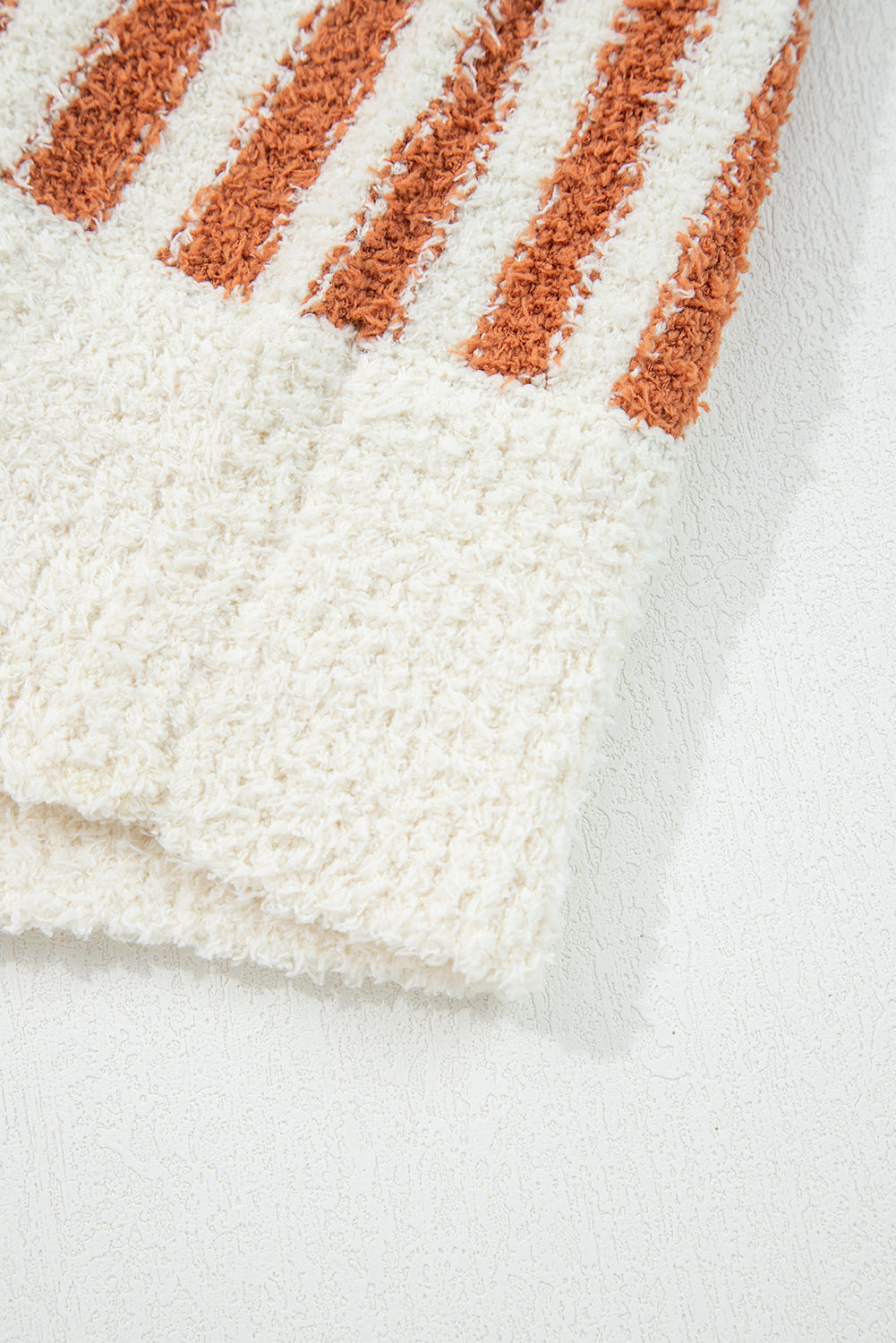 Orange Stripe Cowl Neck Drop Shoulder Sweater-Sweaters & Cardigans/Sweaters-[Adult]-[Female]-2022 Online Blue Zone Planet