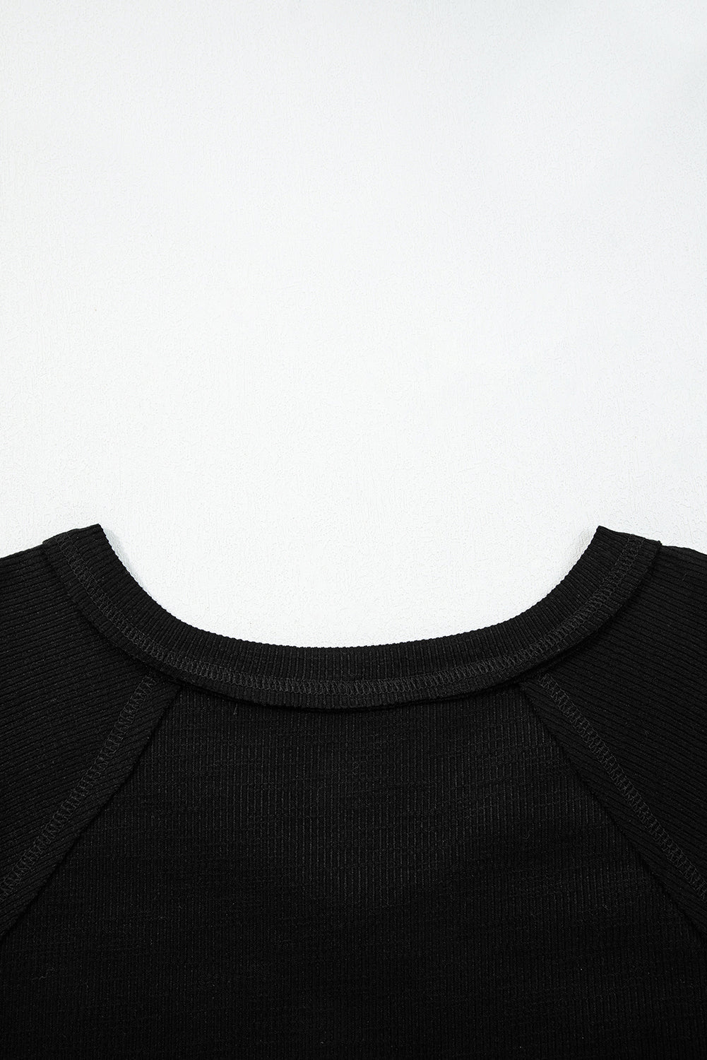 Black Exposed Seam Textured Knit V Neck Pullover Top-Tops/Long Sleeve Tops-[Adult]-[Female]-2022 Online Blue Zone Planet