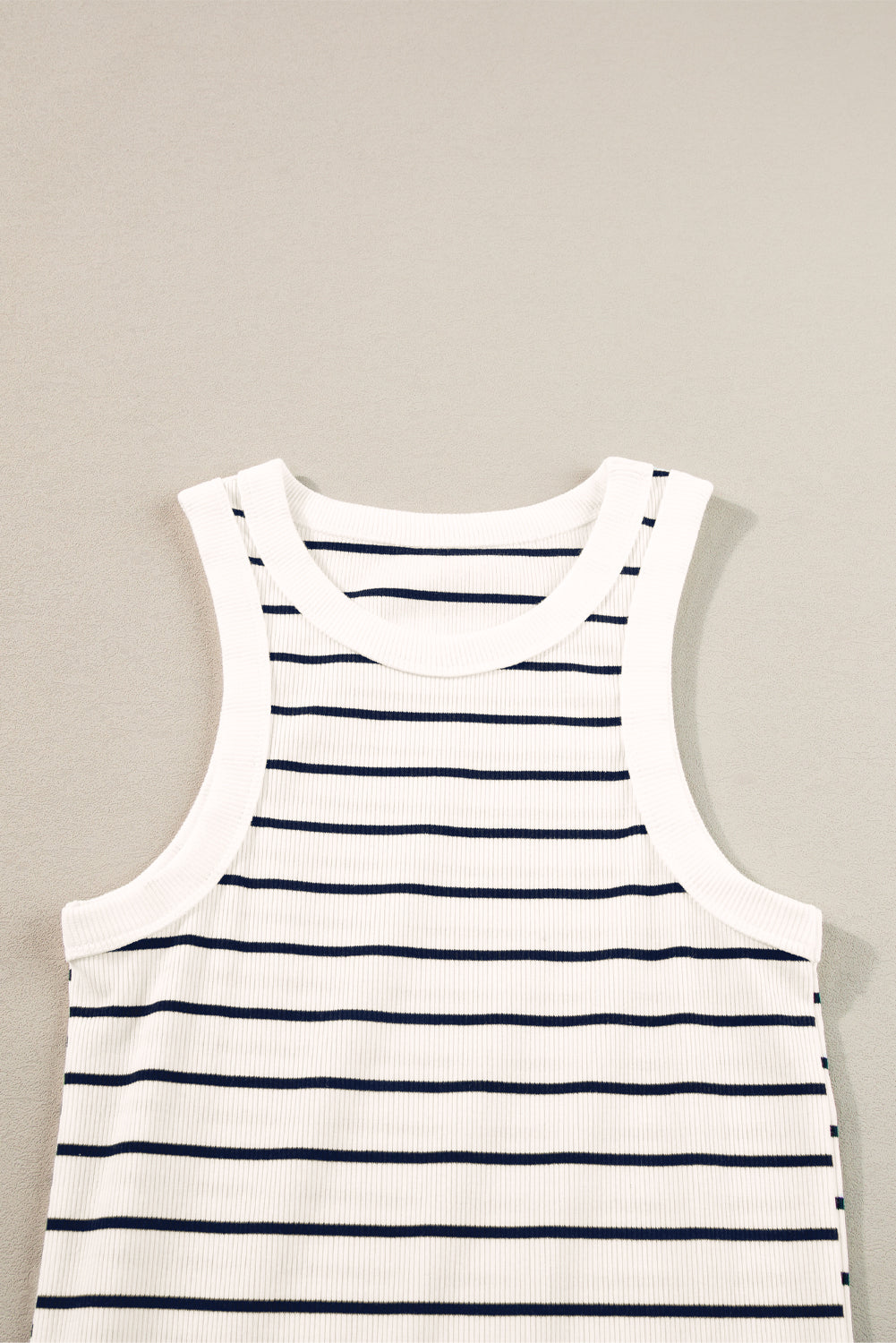 White Stripe Ribbed Knit Tank Mini Dress-Dresses/Mini Dresses-[Adult]-[Female]-2022 Online Blue Zone Planet