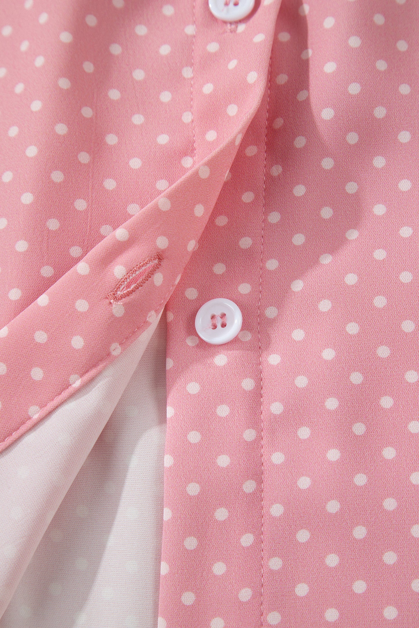 Khaki Dotted Print Cuffed Short Sleeve Shirt-Tops/Blouses & Shirts-[Adult]-[Female]-2022 Online Blue Zone Planet