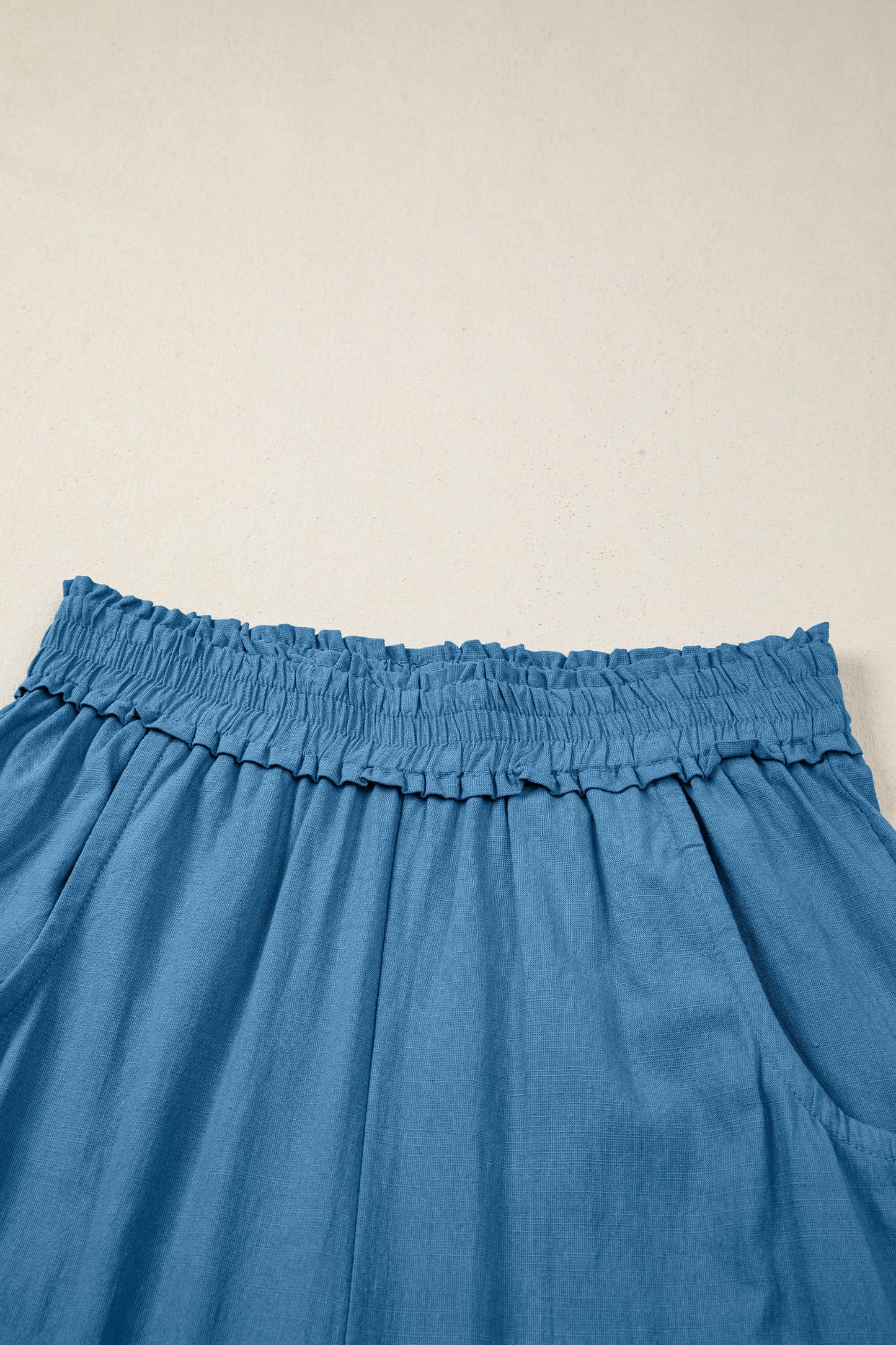 Prussian Blue Smocked Waist Casual Jogger Style Pants-Tops / Dresses-[Adult]-[Female]-2022 Online Blue Zone Planet