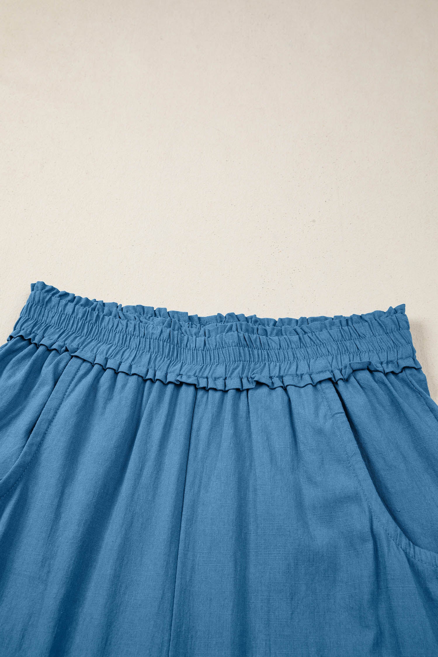 Prussian Blue Smocked Waist Casual Jogger Style Pants-Tops / Dresses-[Adult]-[Female]-2022 Online Blue Zone Planet