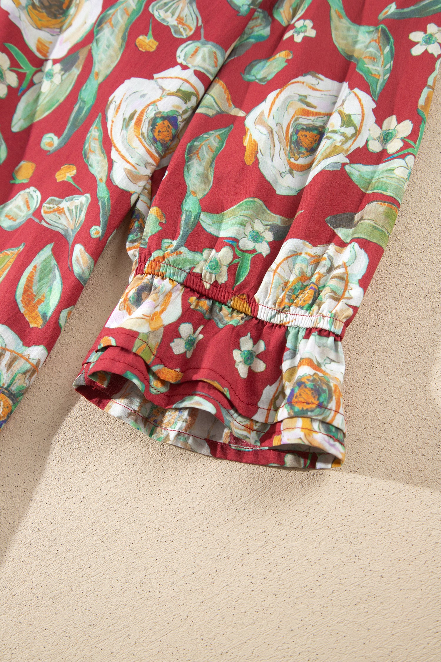Red Floral Print Half Sleeve Short Shift Dress-TOPS / DRESSES-[Adult]-[Female]-2022 Online Blue Zone Planet