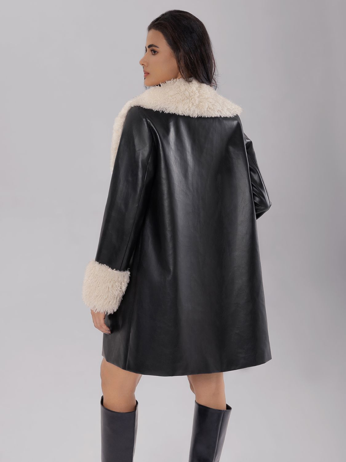 Fuzzy Long Sleeve Longline Coat-TOPS / DRESSES-[Adult]-[Female]-2022 Online Blue Zone Planet