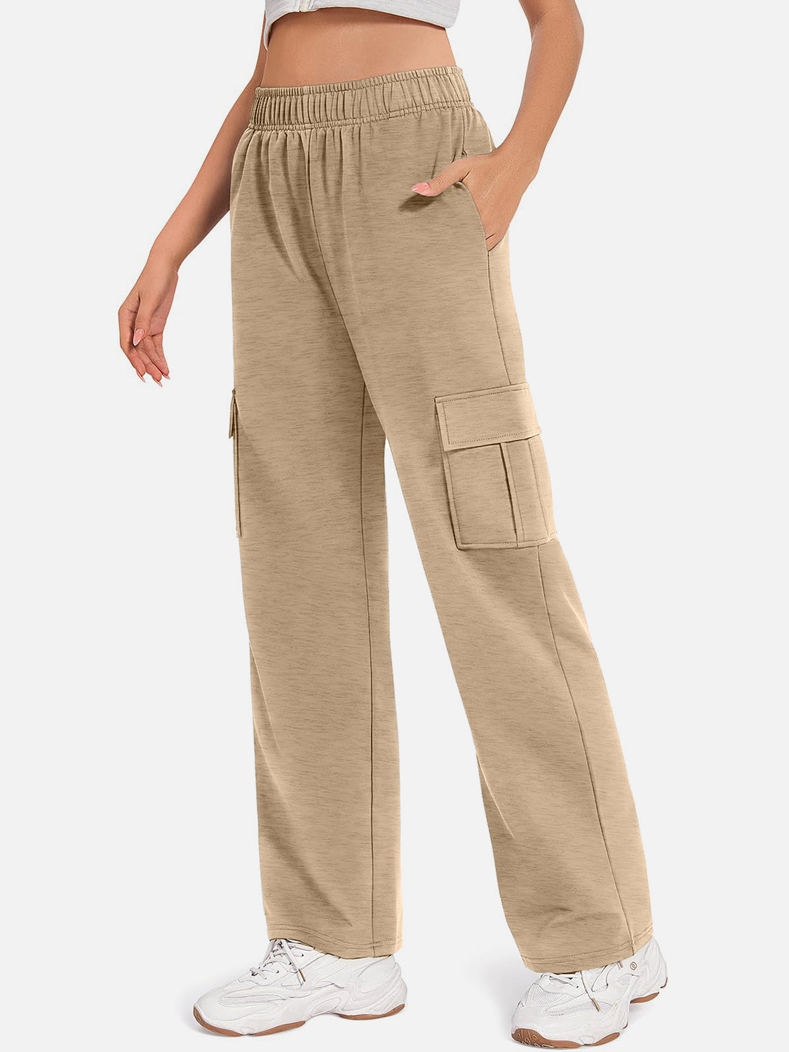 Pocketed High Waist Pants-BOTTOMS SIZES SMALL MEDIUM LARGE-[Adult]-[Female]-2022 Online Blue Zone Planet