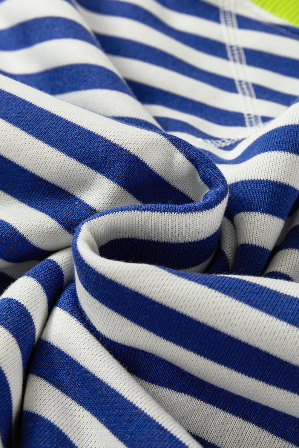 Sky Blue Stripe Striped Contrast Ribbed Trim Crossed Stitch Drop Shoulder Sweatshirt-Tops/Sweatshirts & Hoodies-[Adult]-[Female]-2022 Online Blue Zone Planet