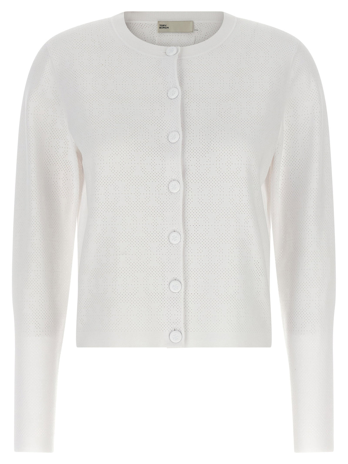 Tory Burch Pointelle Viscose Cardigan-Topwear-[Adult]-[Female]-S-White-2022 Online Blue Zone Planet