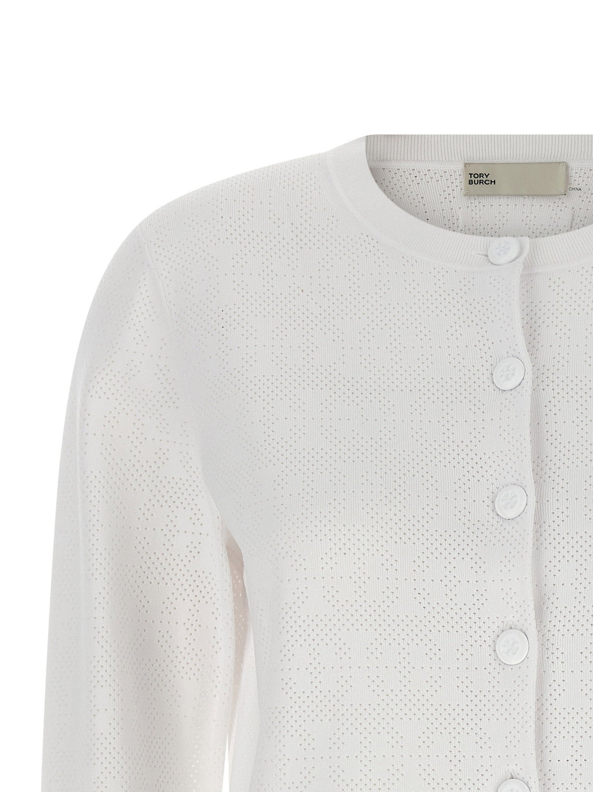 Tory Burch Pointelle Viscose Cardigan-Topwear-[Adult]-[Female]-2022 Online Blue Zone Planet