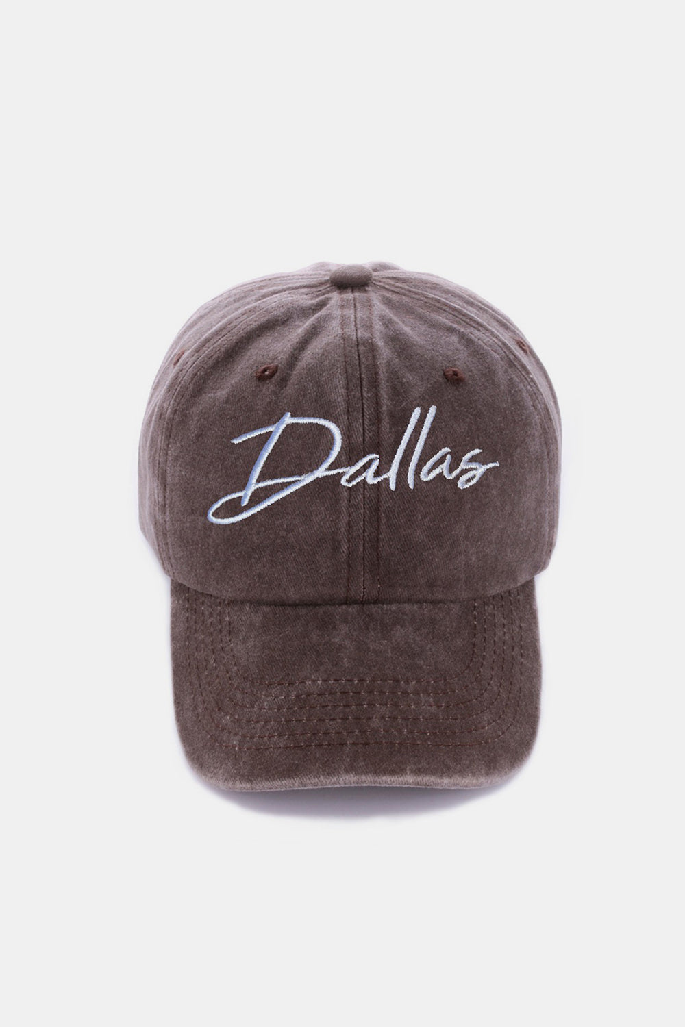 Zenana Washed DALLAS Embroidered Baseball Cap-BASEBALL HATS-[Adult]-[Female]-Dallas Brown-One Size-2022 Online Blue Zone Planet