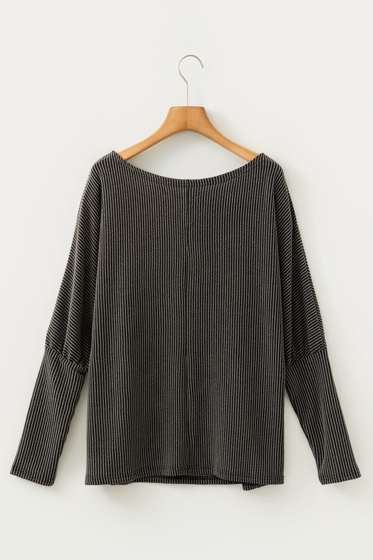 Carbon Grey Twisted Ribbed Dolman Long Sleeve Top-Tops/Long Sleeve Tops-[Adult]-[Female]-2022 Online Blue Zone Planet