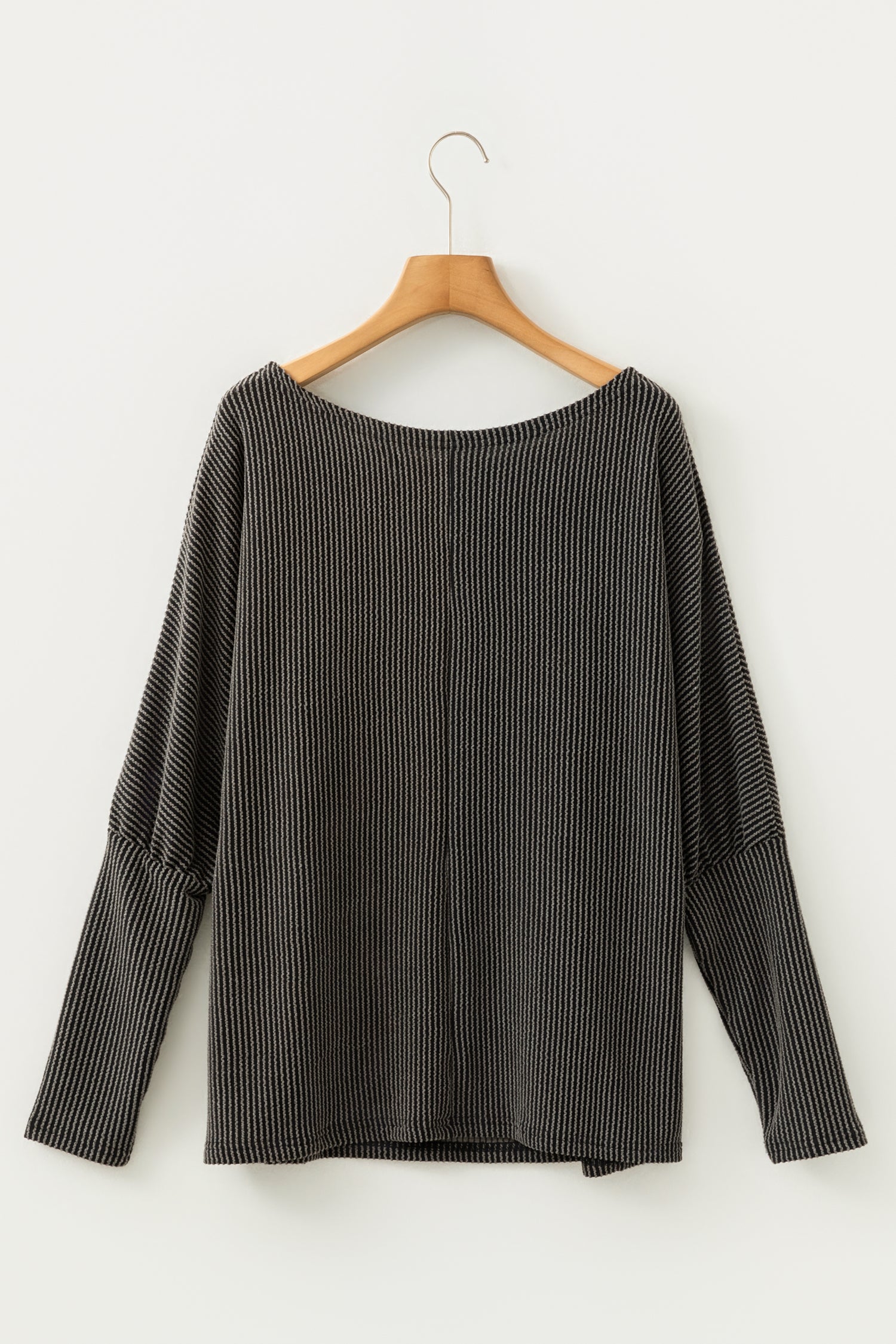 Carbon Grey Twisted Ribbed Dolman Long Sleeve Top-Tops/Long Sleeve Tops-[Adult]-[Female]-2022 Online Blue Zone Planet
