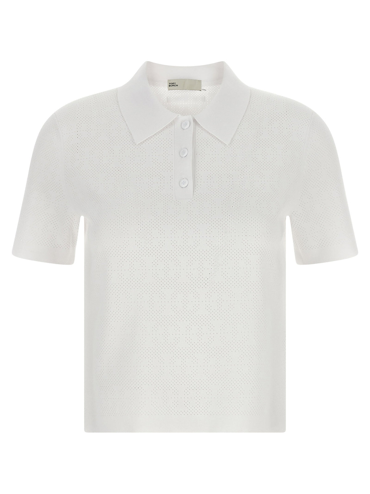 Tory Burch Pointelle Viscose Polo Shirt-Shirts-[Adult]-[Female]-XS-White-2022 Online Blue Zone Planet