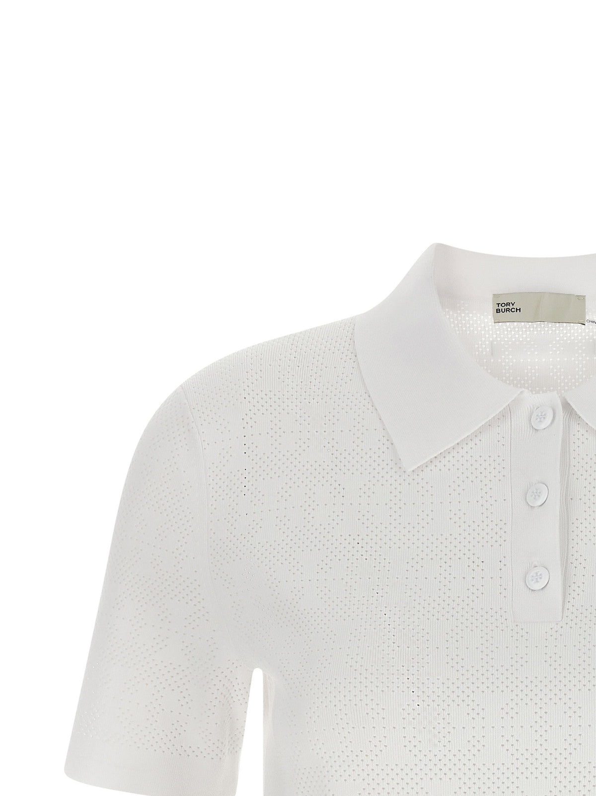 Tory Burch Pointelle Viscose Polo Shirt-Shirts-[Adult]-[Female]-2022 Online Blue Zone Planet