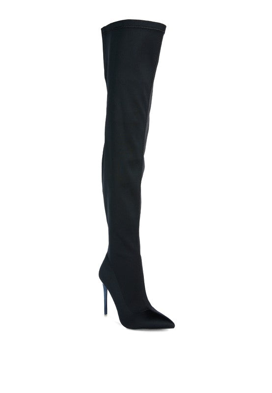 Blue Zone Planet | Holly's Superstretch Stiletto Long Over the Knee Boot-SHOES-[Adult]-[Female]-Black-5-2022 Online Blue Zone Planet