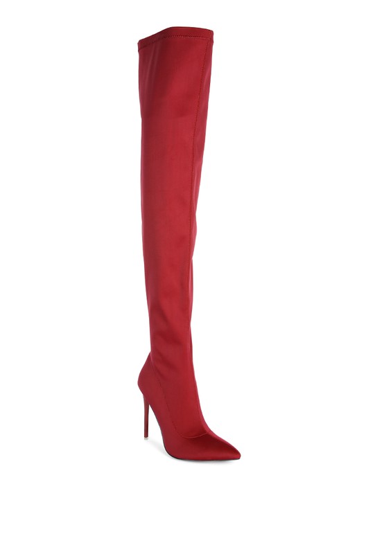 Blue Zone Planet | Holly's Superstretch Stiletto Long Over the Knee Boot-SHOES-[Adult]-[Female]-Burgundy-5-2022 Online Blue Zone Planet