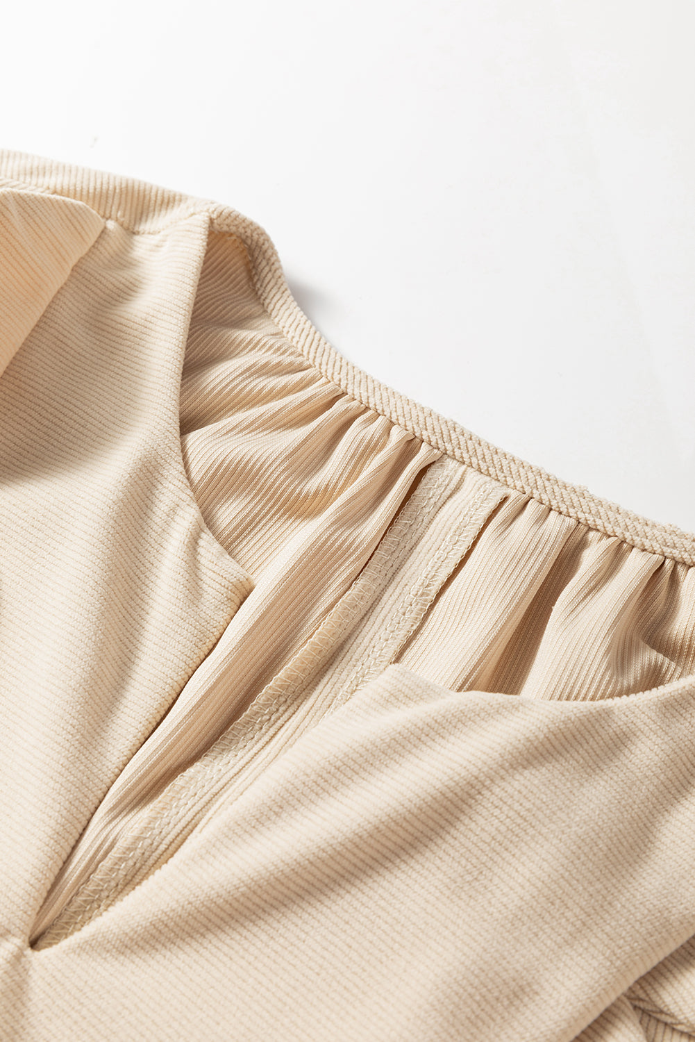 Parchment Notched Neck Scallop Detail Plus Size Mini Dress-TOPS / DRESSES-[Adult]-[Female]-2022 Online Blue Zone Planet