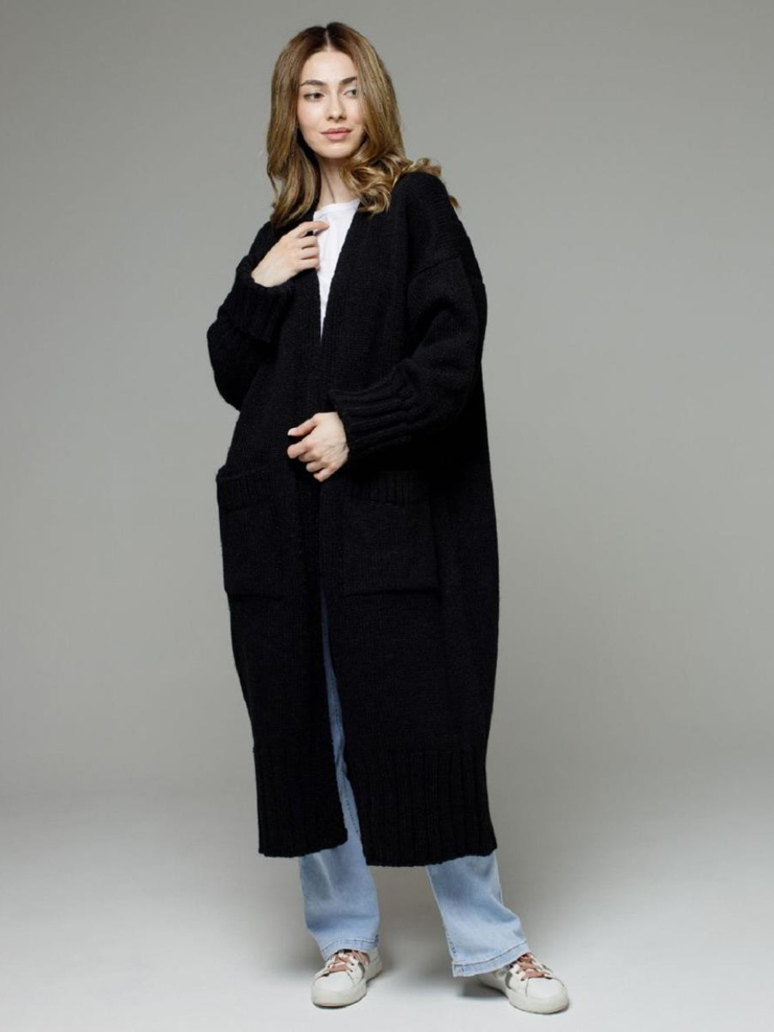 Pocketed Open Front Dropped Shoulder Cardigan-TOPS / DRESSES-[Adult]-[Female]-2022 Online Blue Zone Planet