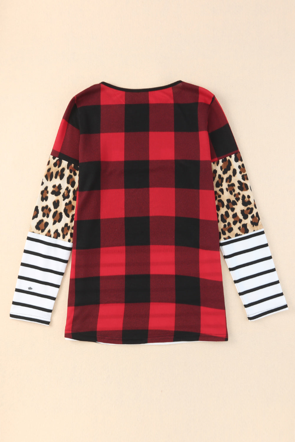 Plaid Print Leopard Splicing Striped Color Block Long Sleeve Top-Sale (50% OFF)/$1.99 SALE-[Adult]-[Female]-2022 Online Blue Zone Planet