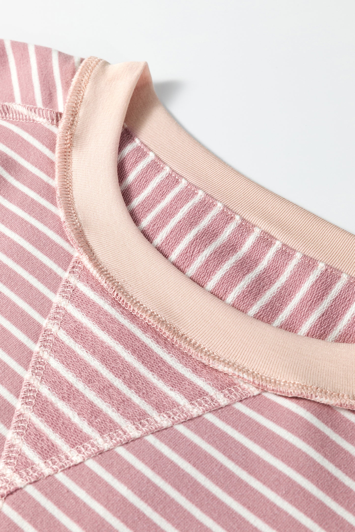 Pink Stripe Exposed Stitching Patchwork Casual Long Sleeve Top-Tops/Long Sleeve Tops-[Adult]-[Female]-2022 Online Blue Zone Planet