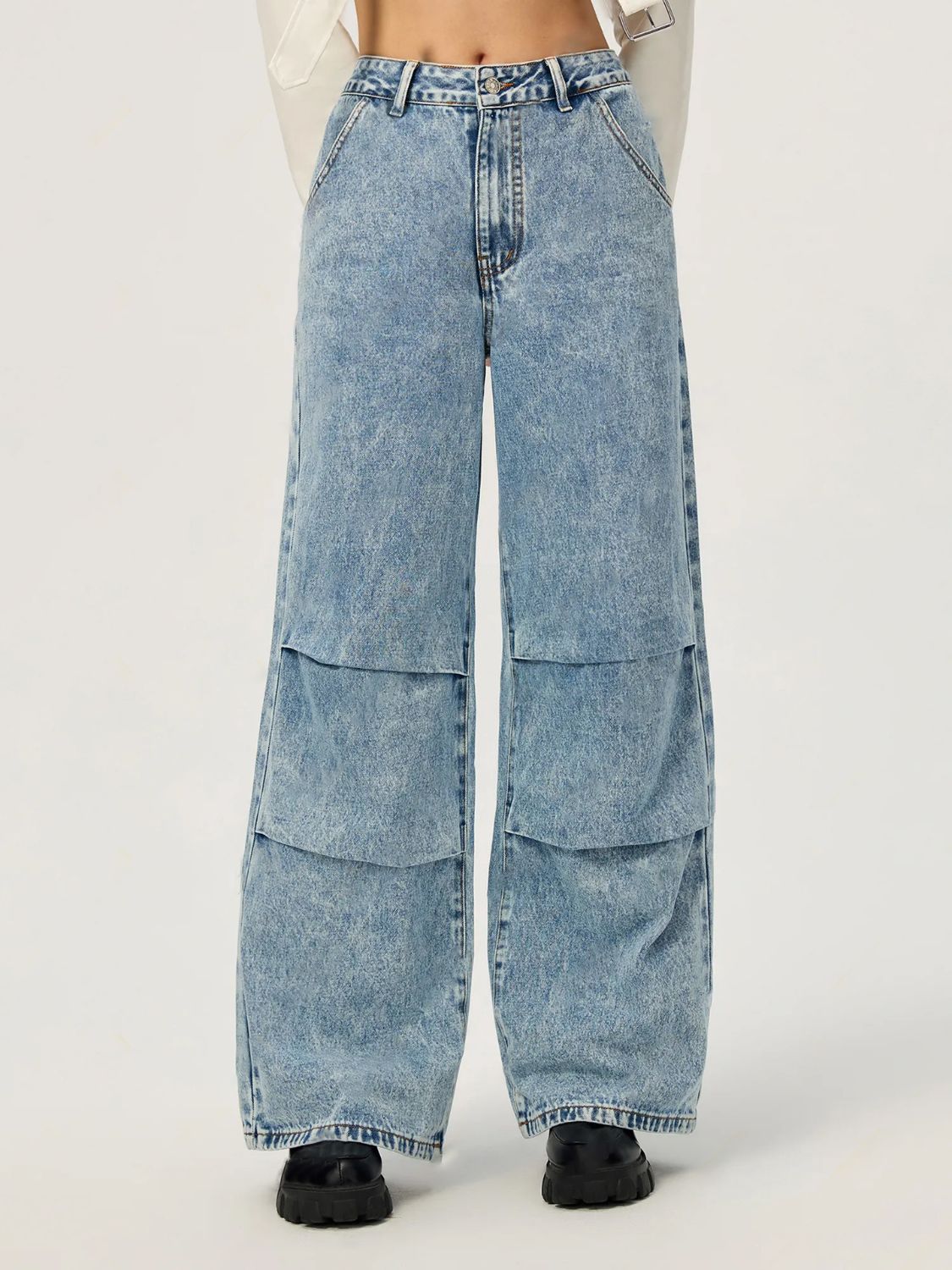 Blue Zone Planet | Wide Leg Jeans with Pockets-BOTTOMS SIZES SMALL MEDIUM LARGE-[Adult]-[Female]-2022 Online Blue Zone Planet