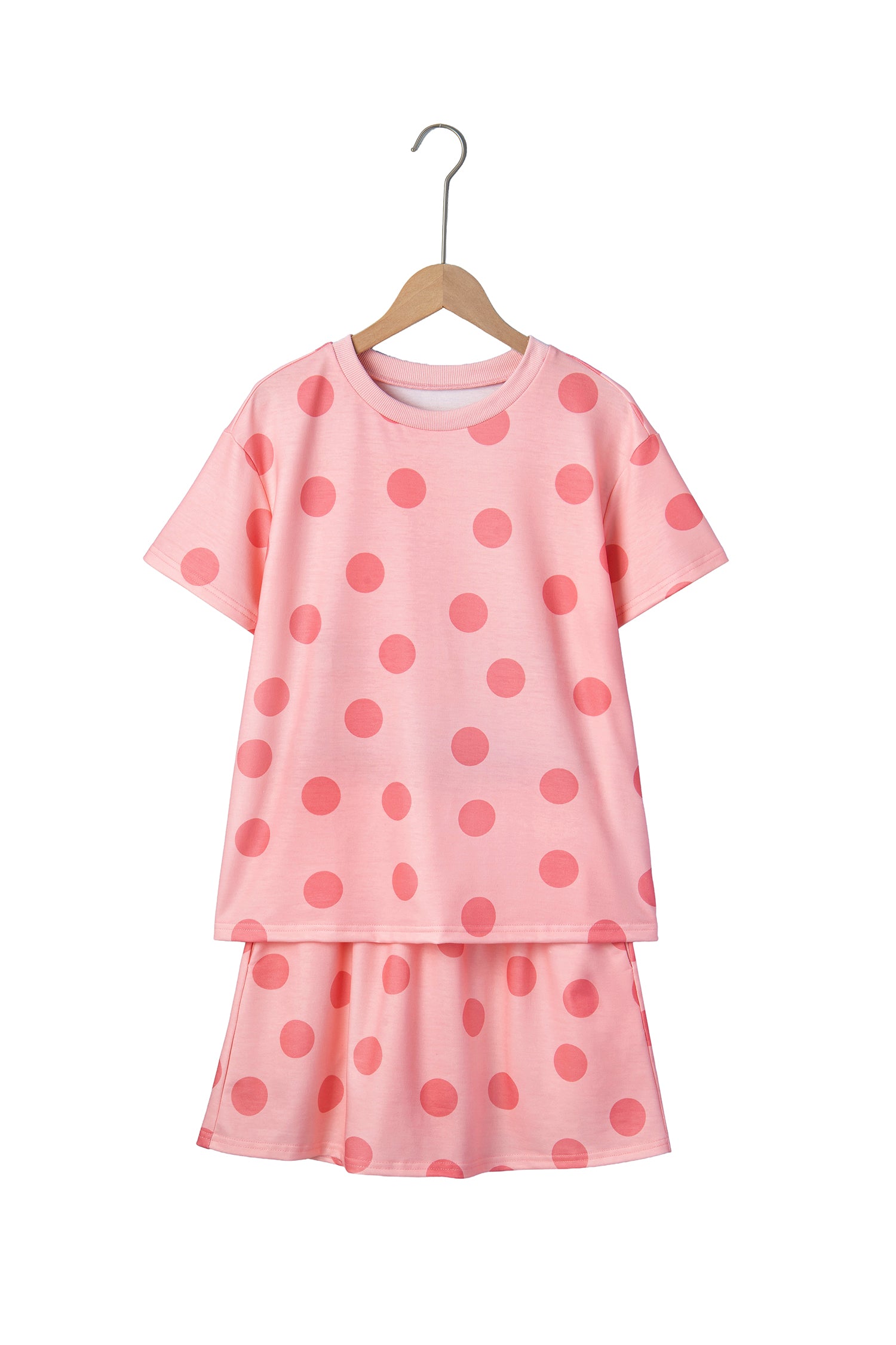White Polka Dot Short Sleeve Top Casual Skort 2pcs Outfit-Two Piece Sets/Two Piece Dresses-[Adult]-[Female]-2022 Online Blue Zone Planet
