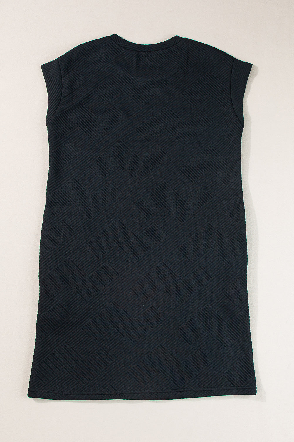 Blue Zone Planet | Black Textured Cap Sleeve T Shirt Dress-TOPS / DRESSES-[Adult]-[Female]-2022 Online Blue Zone Planet