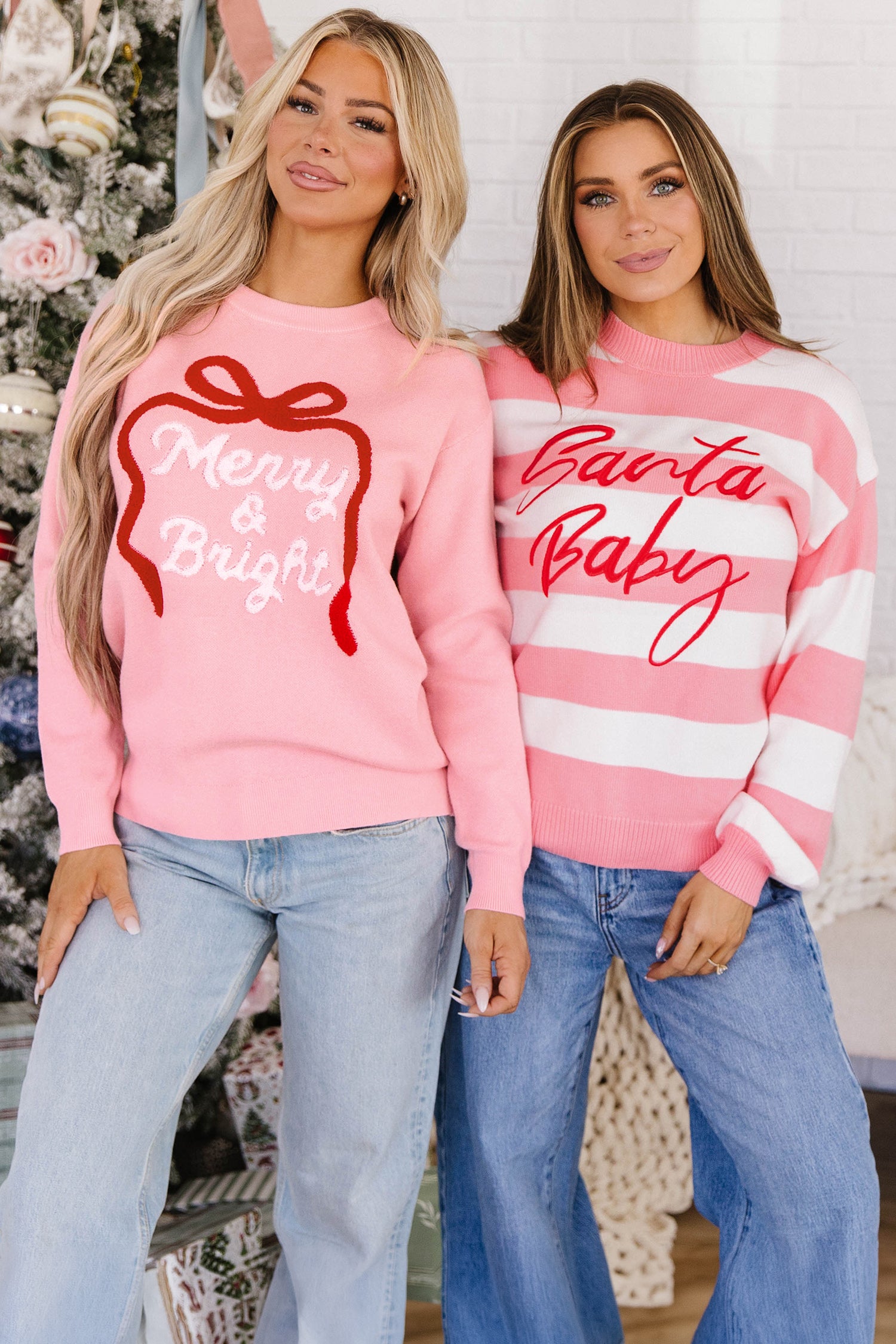Gossamer Pink Drop Shoulder Round Neck Towel Embroidery Slogan Pullover Sweater-TOPS / DRESSES-[Adult]-[Female]-2022 Online Blue Zone Planet