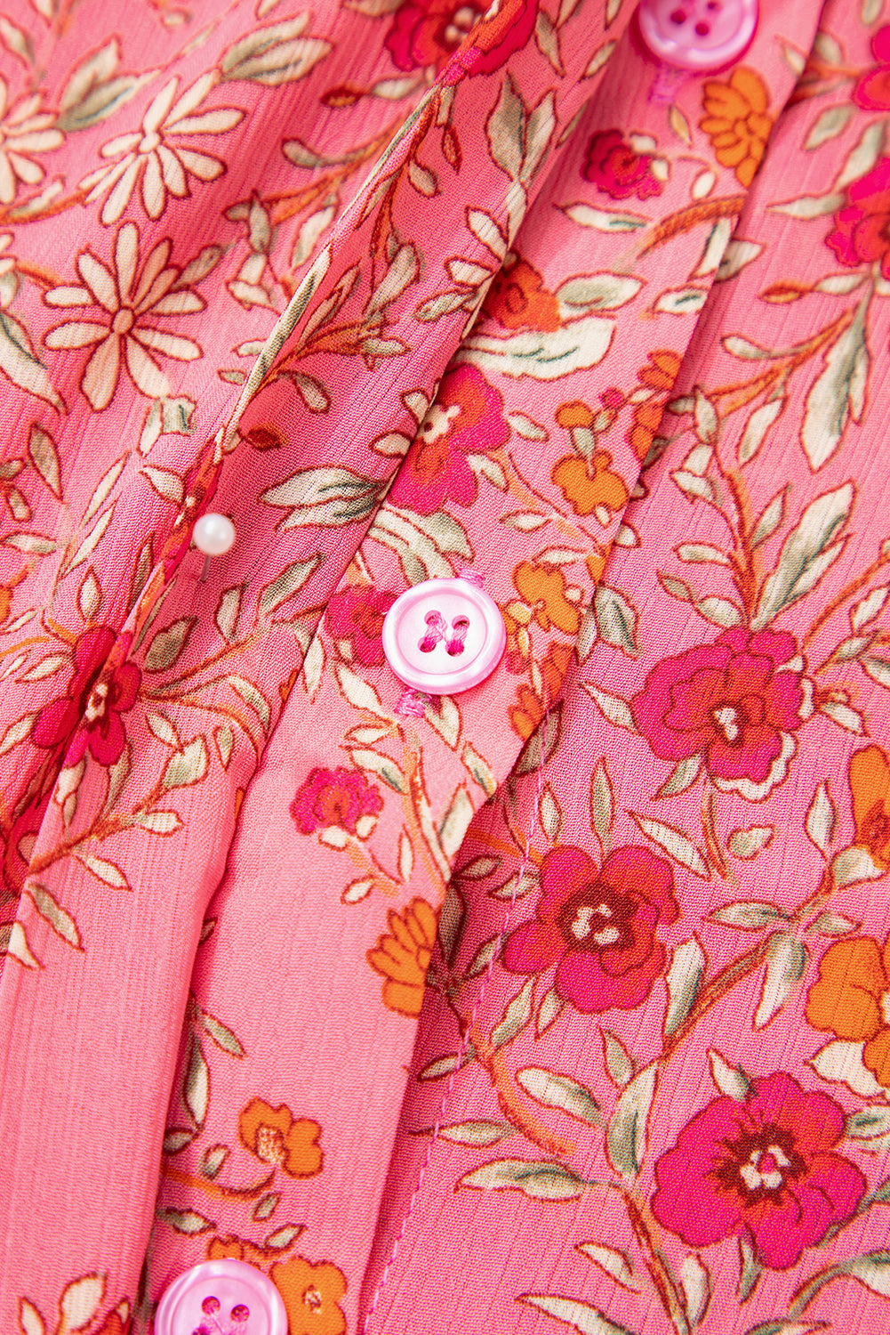 Rose Red Floral Print Wide Short Sleeve Loose Shirt-Tops/Blouses & Shirts-[Adult]-[Female]-2022 Online Blue Zone Planet