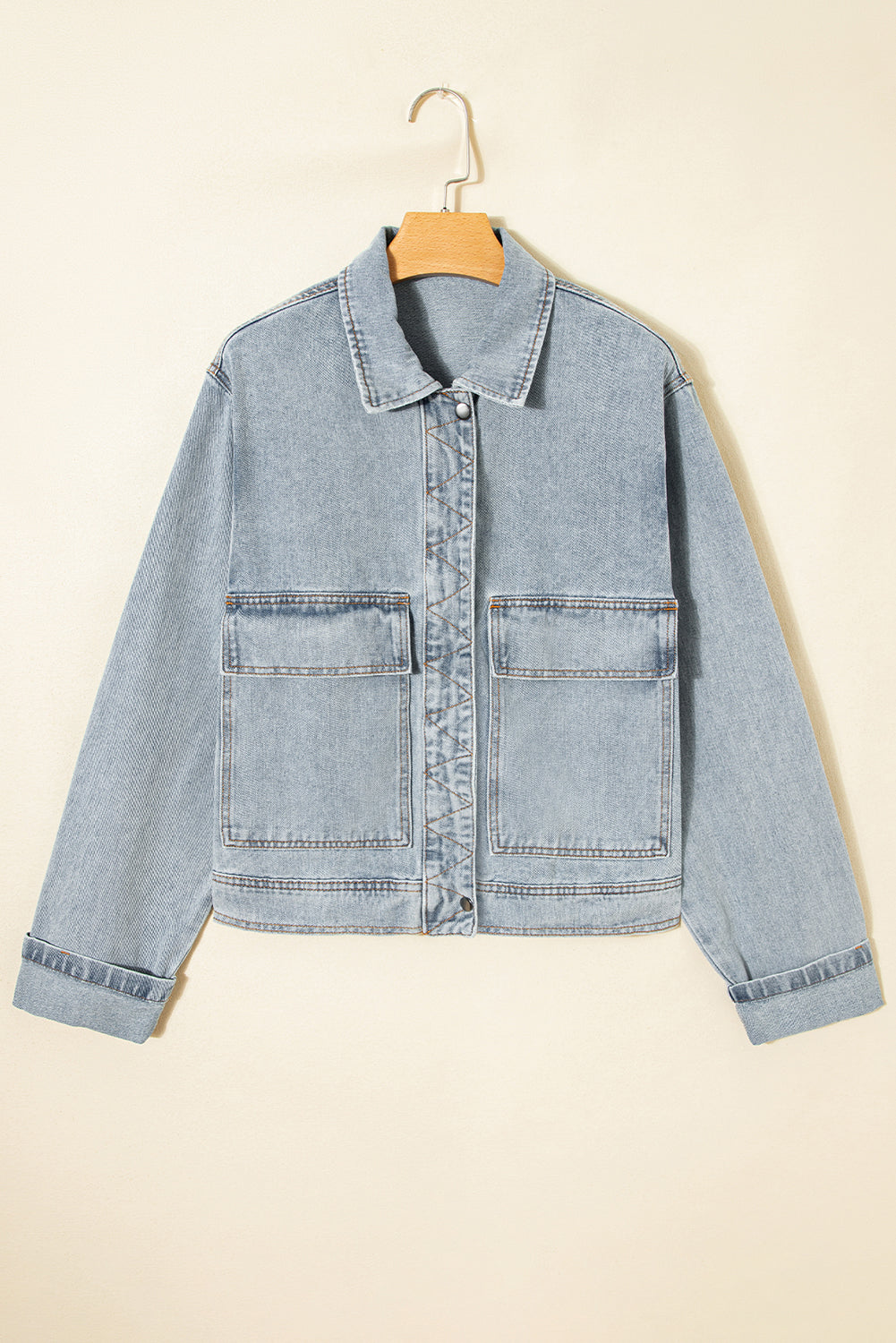 Beau Blue Street Style Zip Up Washed Denim Jacket-Outerwear/Denim jackets-[Adult]-[Female]-2022 Online Blue Zone Planet