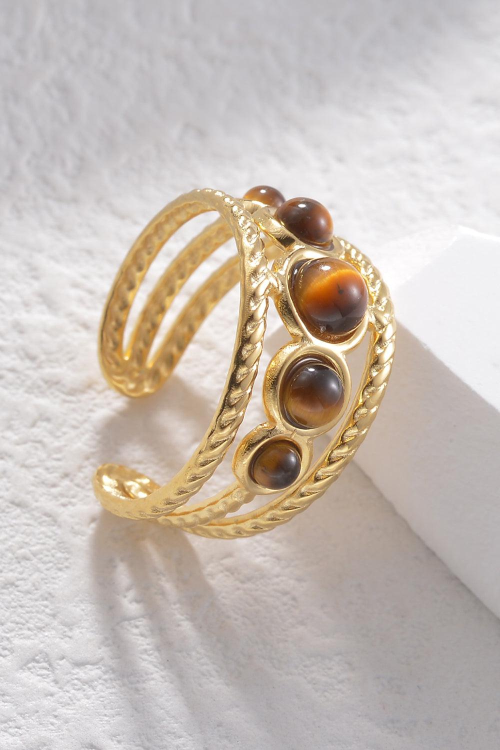 18K Gold Plated Nature Stone Open Ring BLUE ZONE PLANET