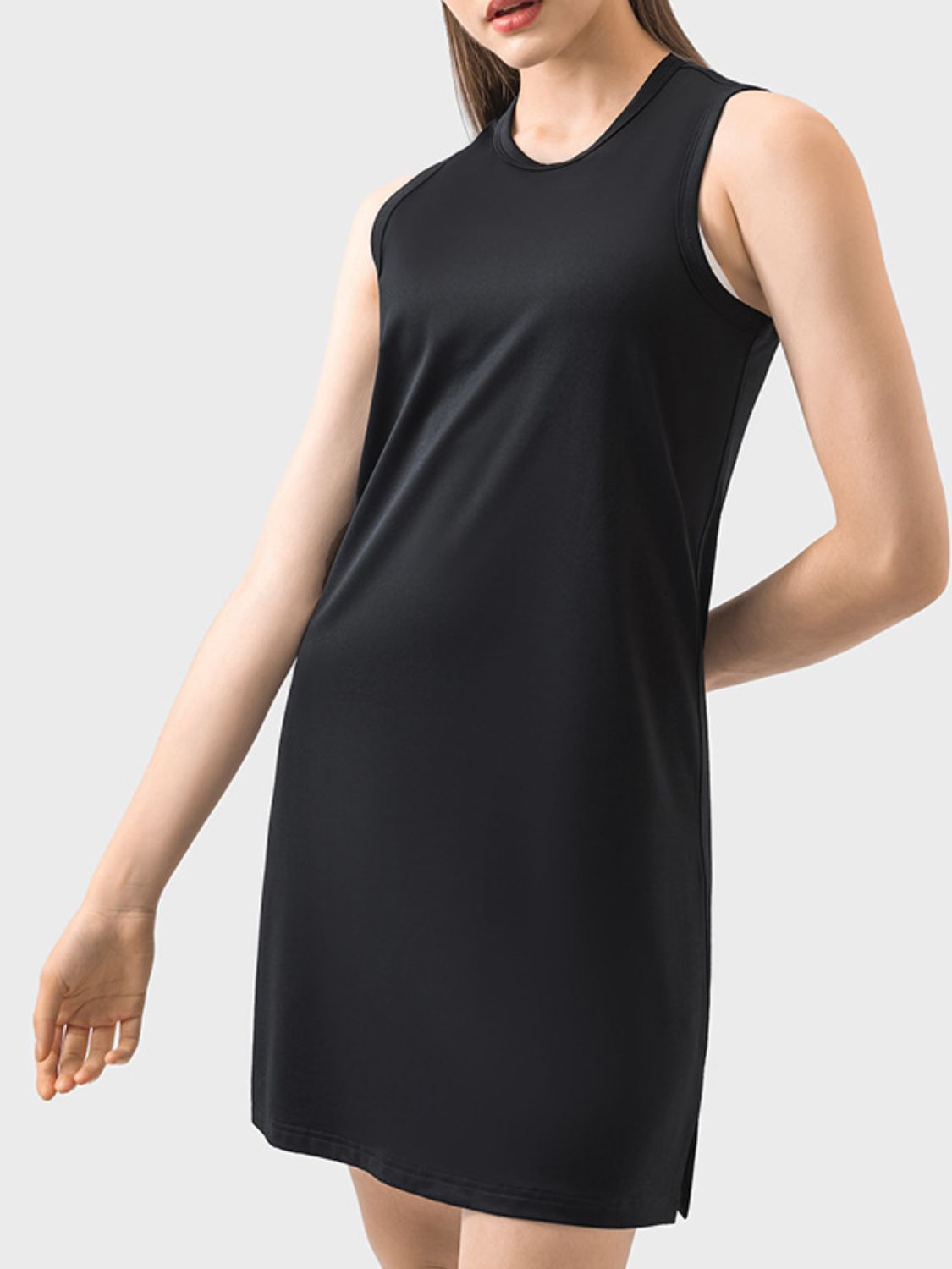 Round Neck Sleeveless Active Dress-TOPS / DRESSES-[Adult]-[Female]-Black-4-2022 Online Blue Zone Planet