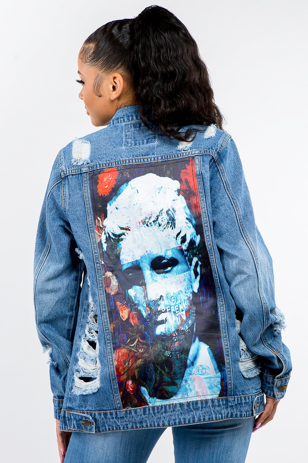 American Bazi Full Size Button Up Distressed Denim Jacket-TOPS / DRESSES-[Adult]-[Female]-2022 Online Blue Zone Planet