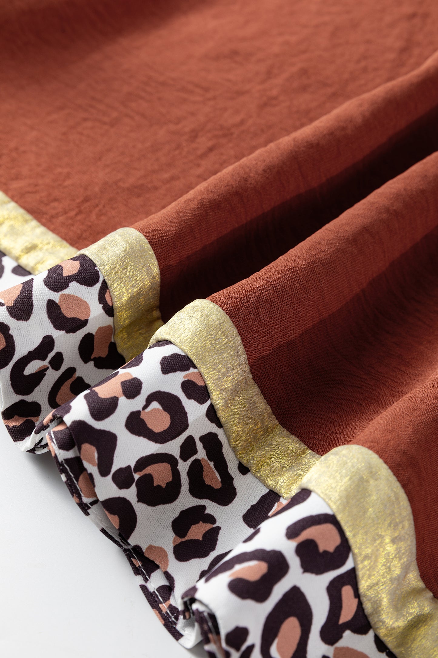 Clay Leopard Detail Loose Bracelet Sleeve Top-Bracelet-[Adult]-[Female]-2022 Online Blue Zone Planet