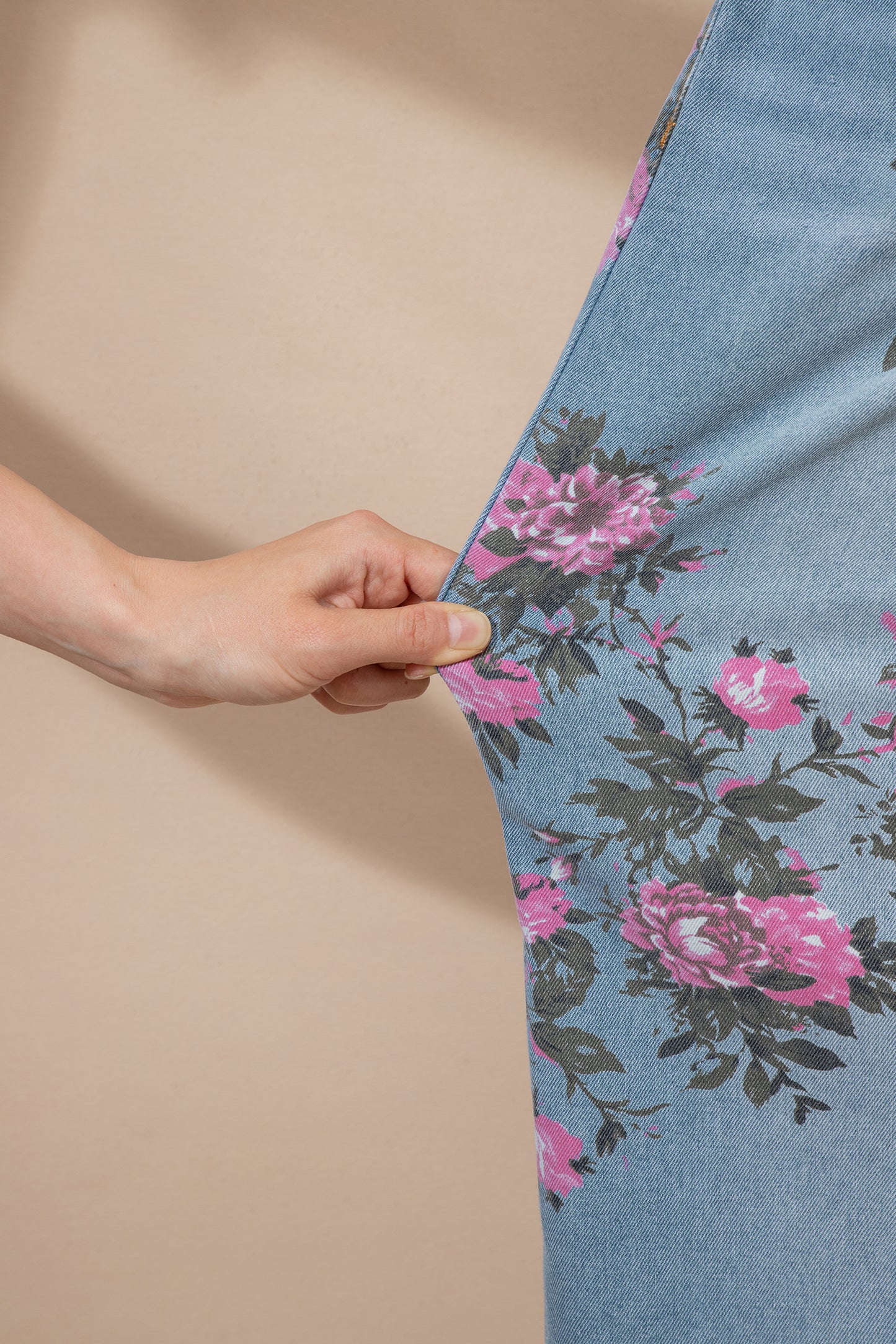 Sky Blue Garden Floral Print Bootcut Jeans-Bottoms/Jeans-[Adult]-[Female]-2022 Online Blue Zone Planet