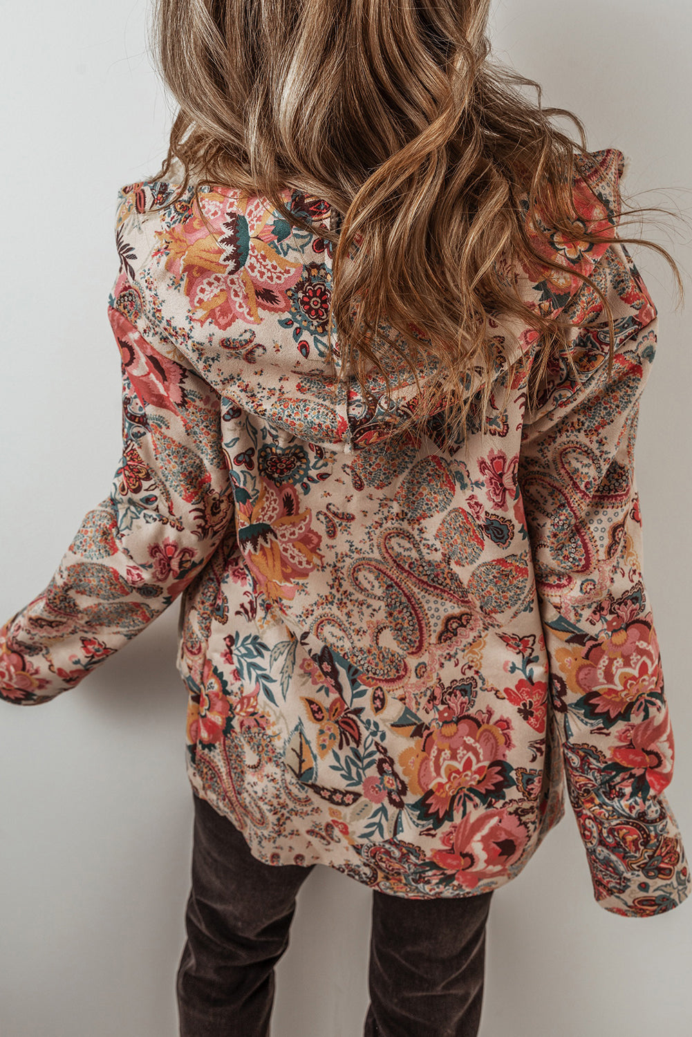 Beige Vintage Paisley Floral Printed Sherpa Lined Hooded Jacket-Outerwear/Jackets-[Adult]-[Female]-2022 Online Blue Zone Planet