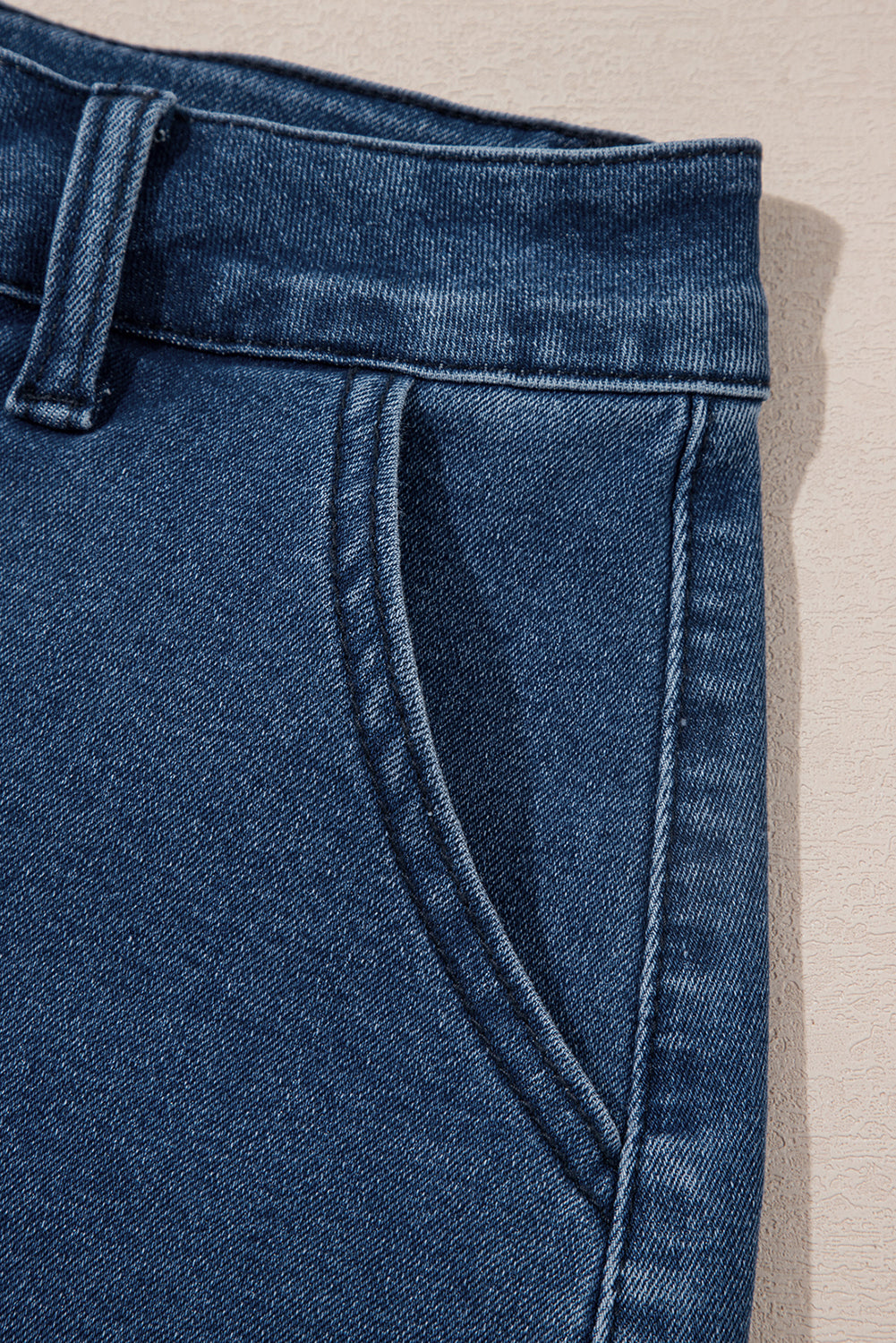 Sail Blue Scalloped Hemline Acid Wash High Waist Denim Shorts-Bottoms/Denim Shorts-[Adult]-[Female]-2022 Online Blue Zone Planet