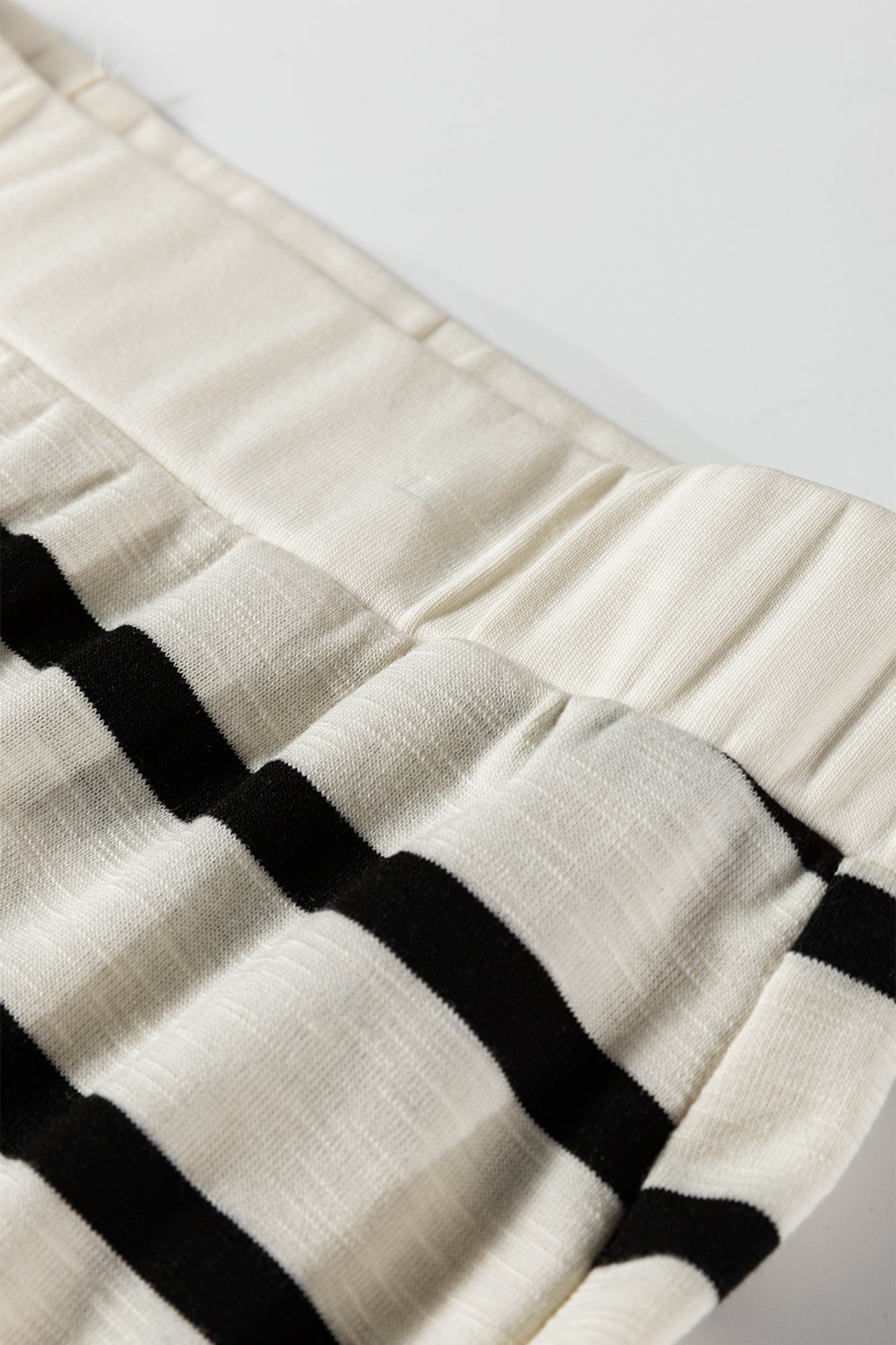 Black Stripe Ribbed Trim Button Cuff Long Sleeve Top Midi Skirt 2pcs Outfit