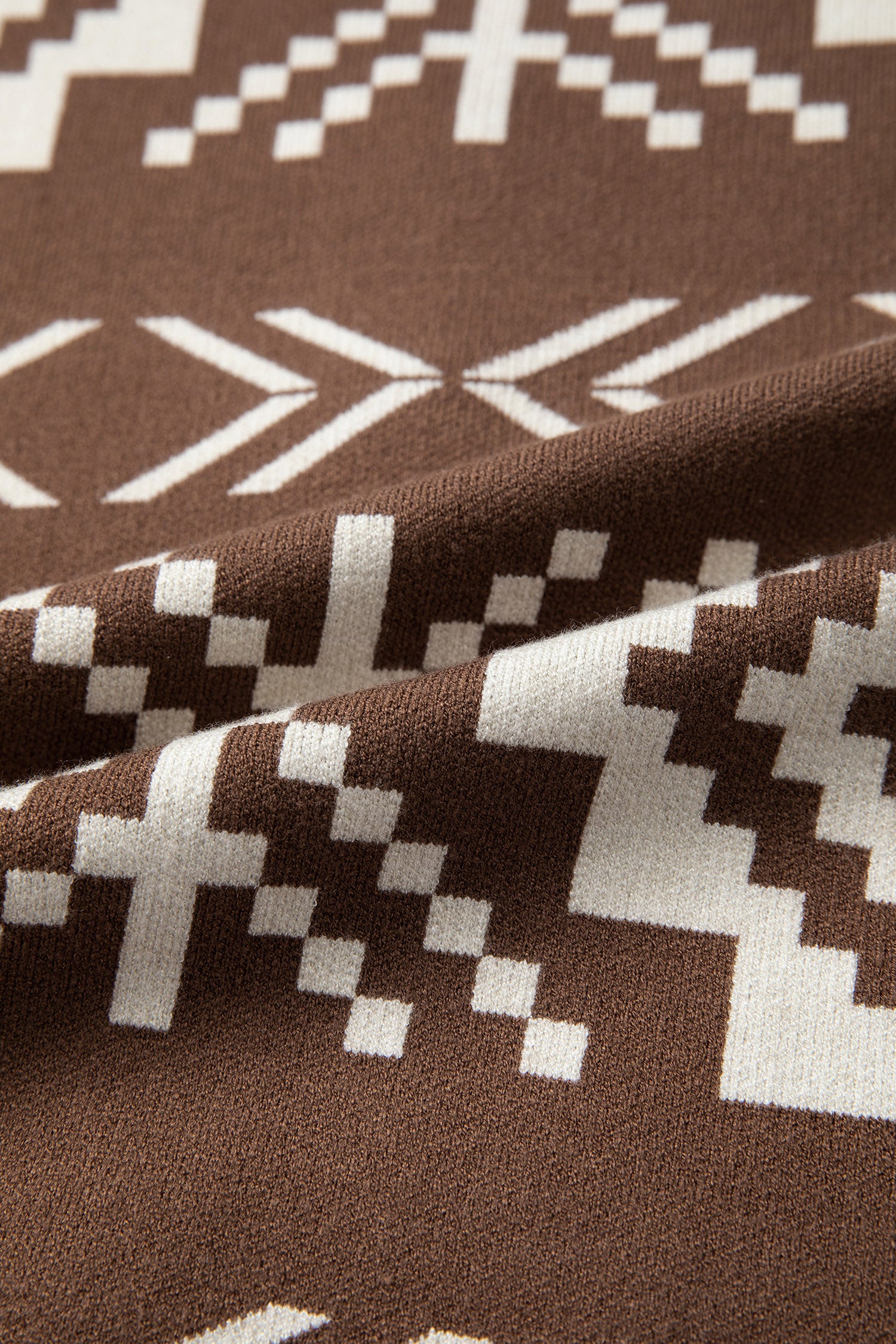 Brown Southwestern Aztec Button Square Neck Sweater Vest-Sweaters & Cardigans/Sweater Vests-[Adult]-[Female]-2022 Online Blue Zone Planet