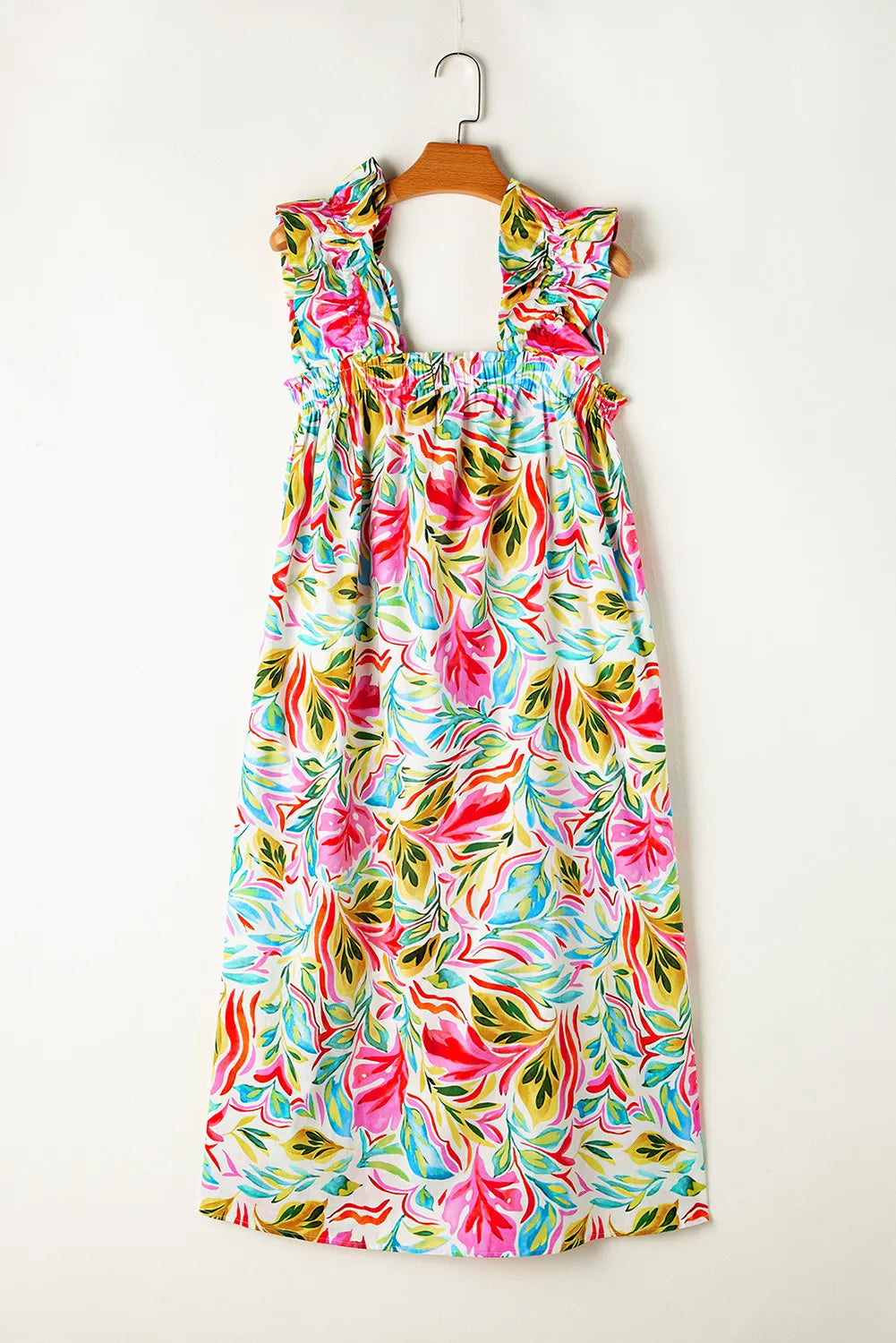 Ruffled Printed Sleeveless Dress-TOPS / DRESSES-[Adult]-[Female]-2022 Online Blue Zone Planet