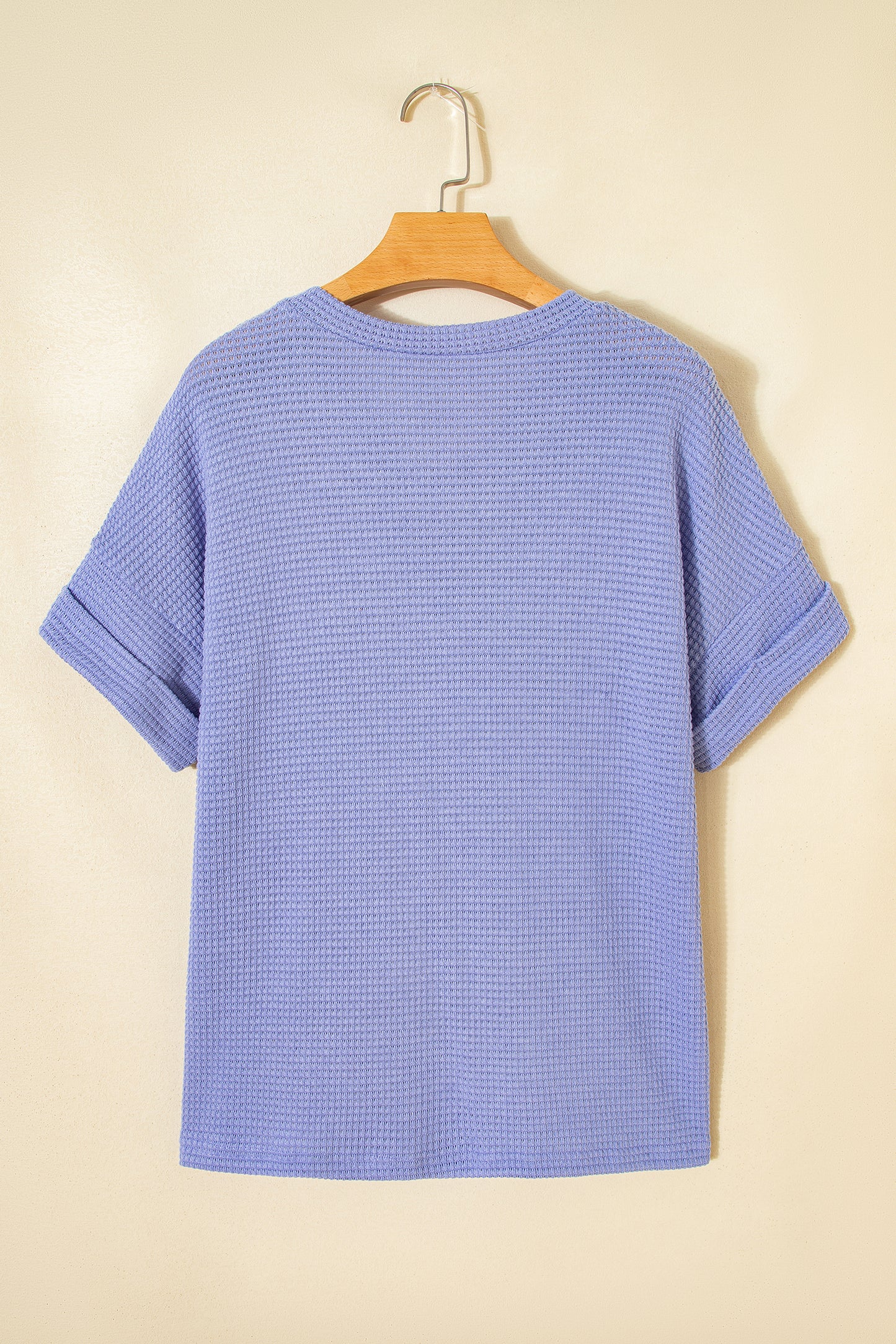 Clearly Aqua Waffle V Neck Short Sleeve Knit Top-Tops/Tops & Tees-[Adult]-[Female]-2022 Online Blue Zone Planet