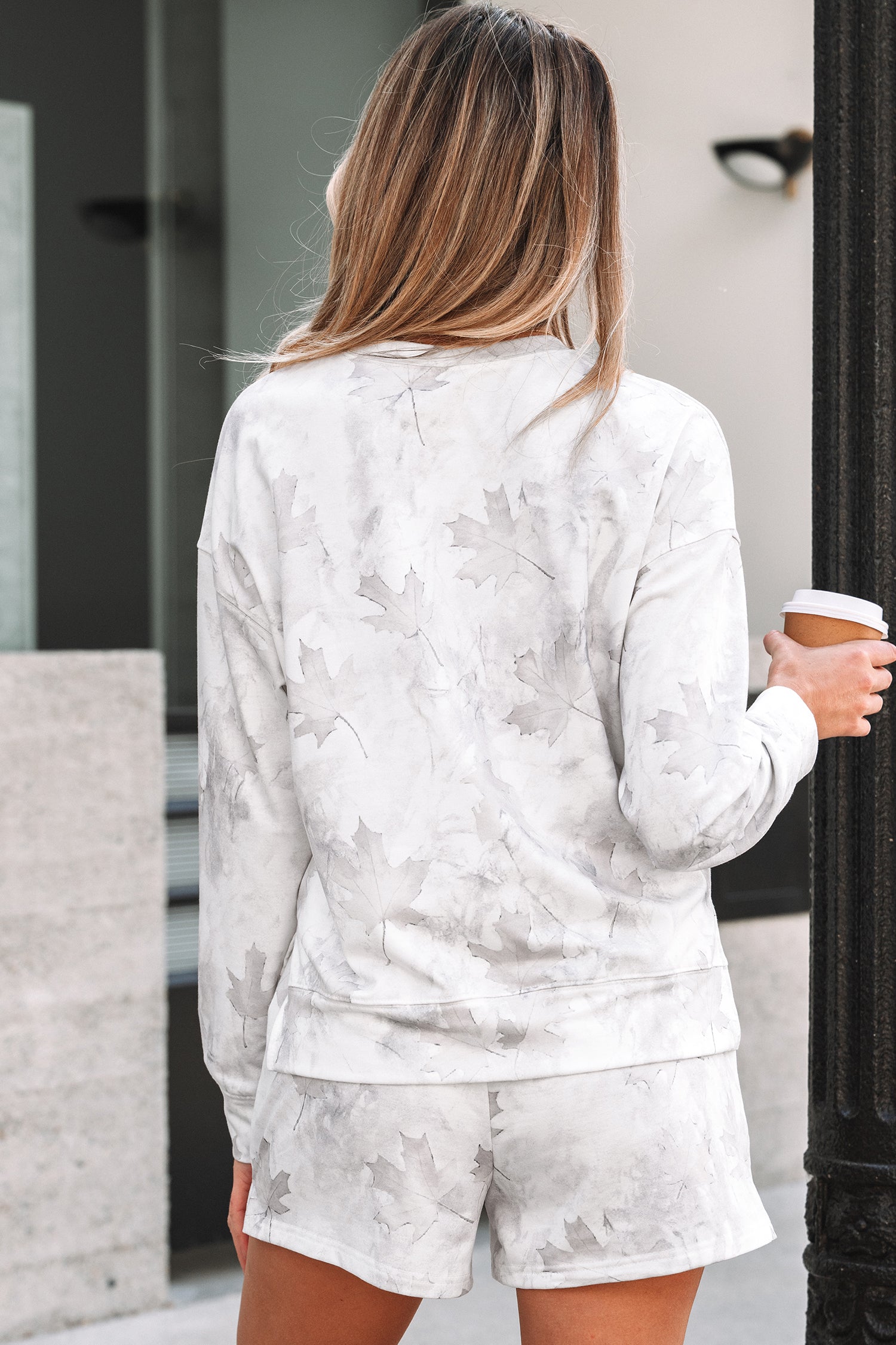 Beige Camo Print Pullover Top And Elastic Waist Casual Short Set-Two Piece Sets/Short Sets-[Adult]-[Female]-2022 Online Blue Zone Planet