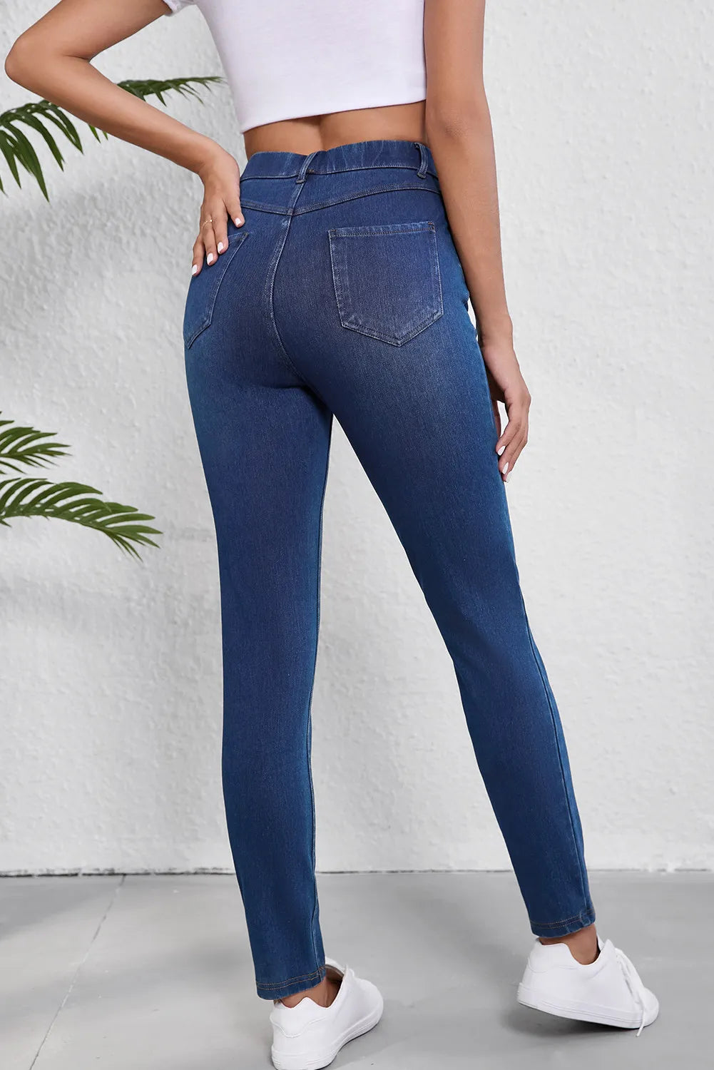 High Waist Skinny Jeans with Pockets-BOTTOMS SIZES SMALL MEDIUM LARGE-[Adult]-[Female]-2022 Online Blue Zone Planet