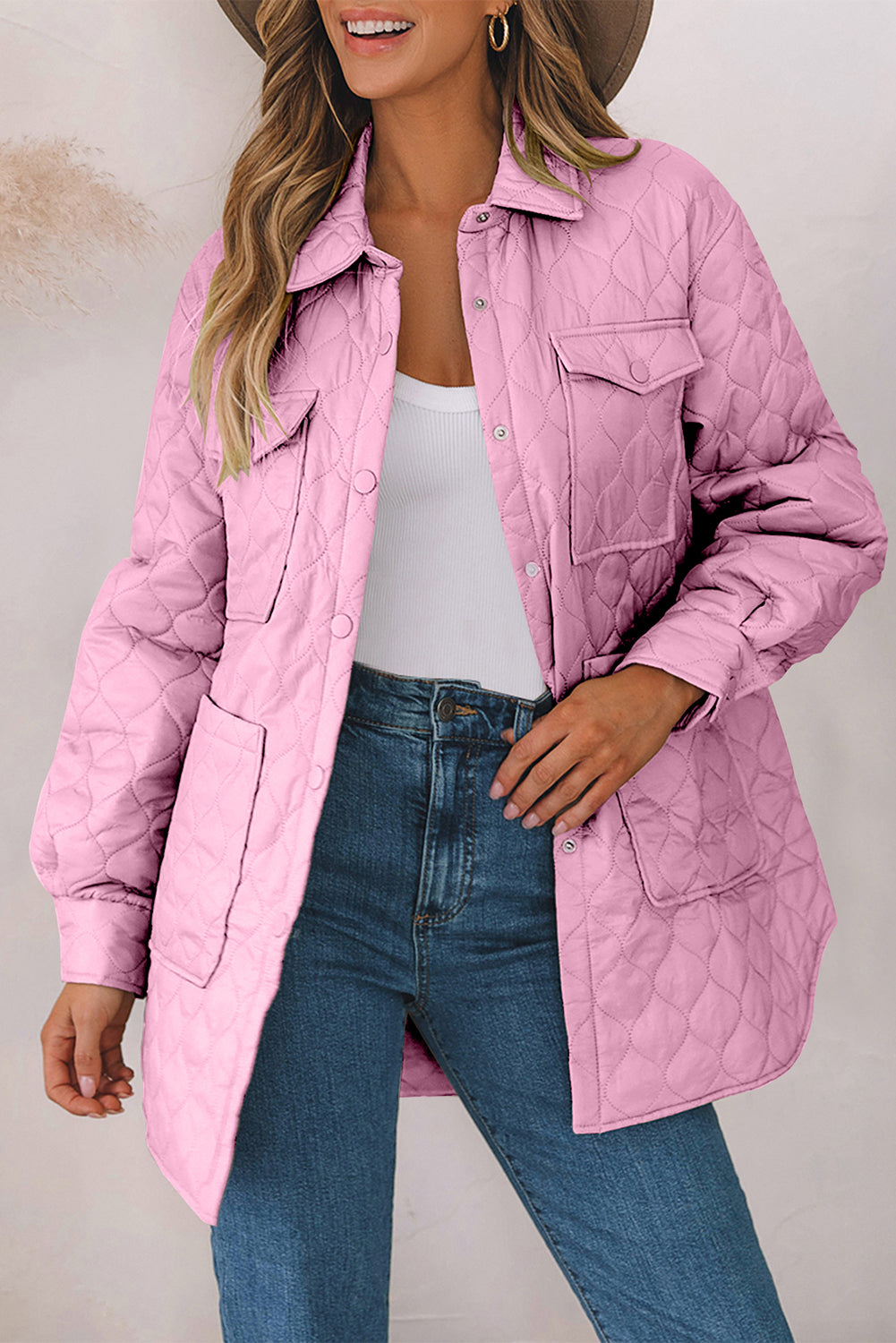 Snap Down Collared Winter Coat-TOPS / DRESSES-[Adult]-[Female]-Pink-XL-2022 Online Blue Zone Planet