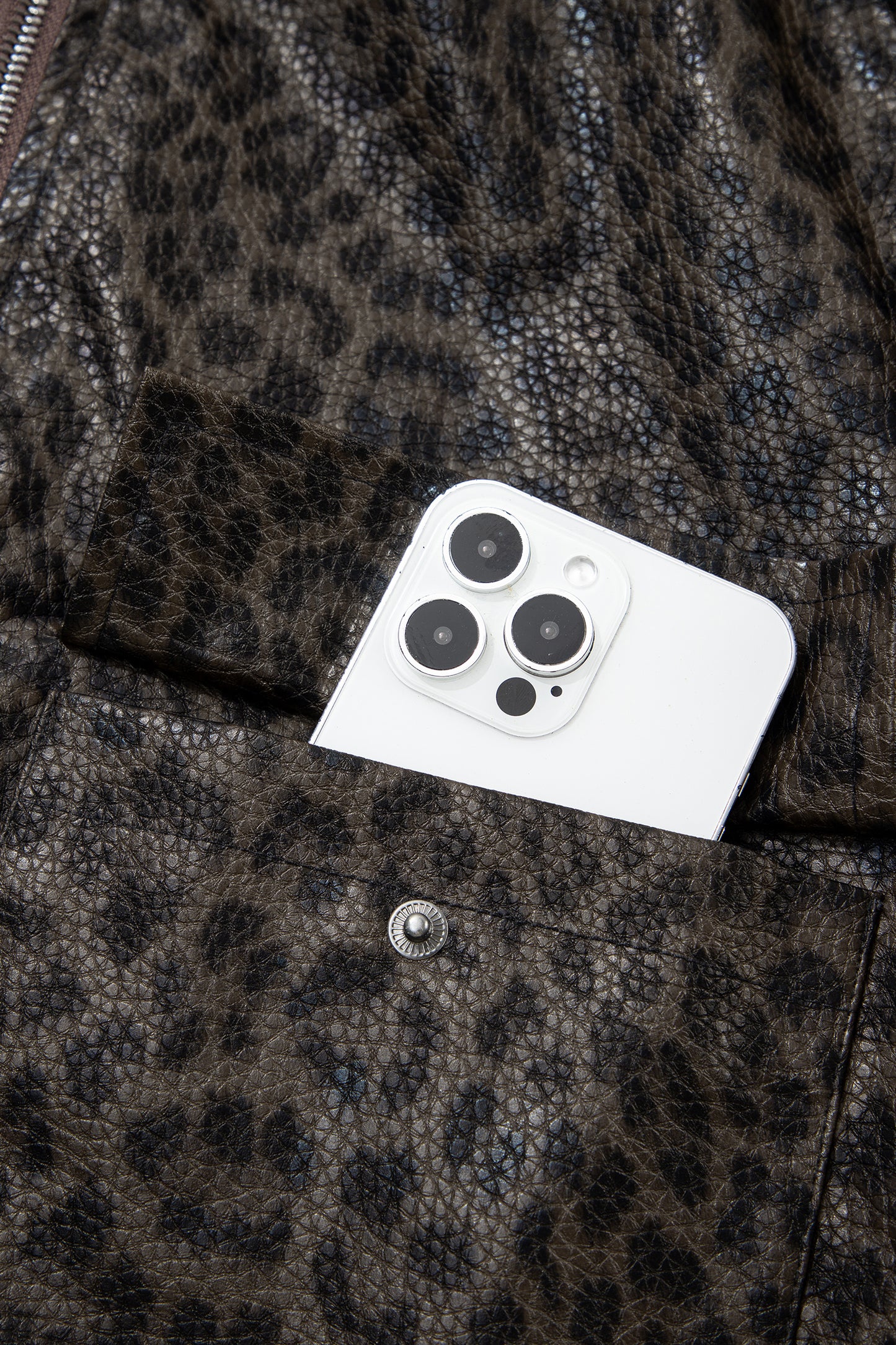 Multicolour Leopard Print Colorblock Collar Metal Placket Jacket-Outerwear/Jackets-[Adult]-[Female]-2022 Online Blue Zone Planet