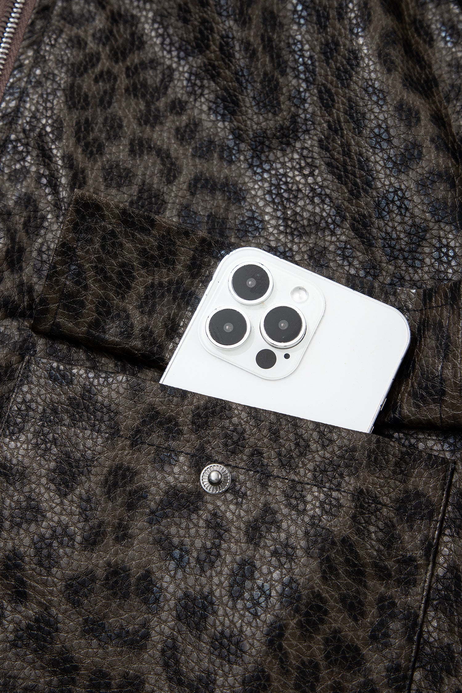 Multicolour Leopard Print Colorblock Collar Metal Placket Jacket-Outerwear/Jackets-[Adult]-[Female]-2022 Online Blue Zone Planet