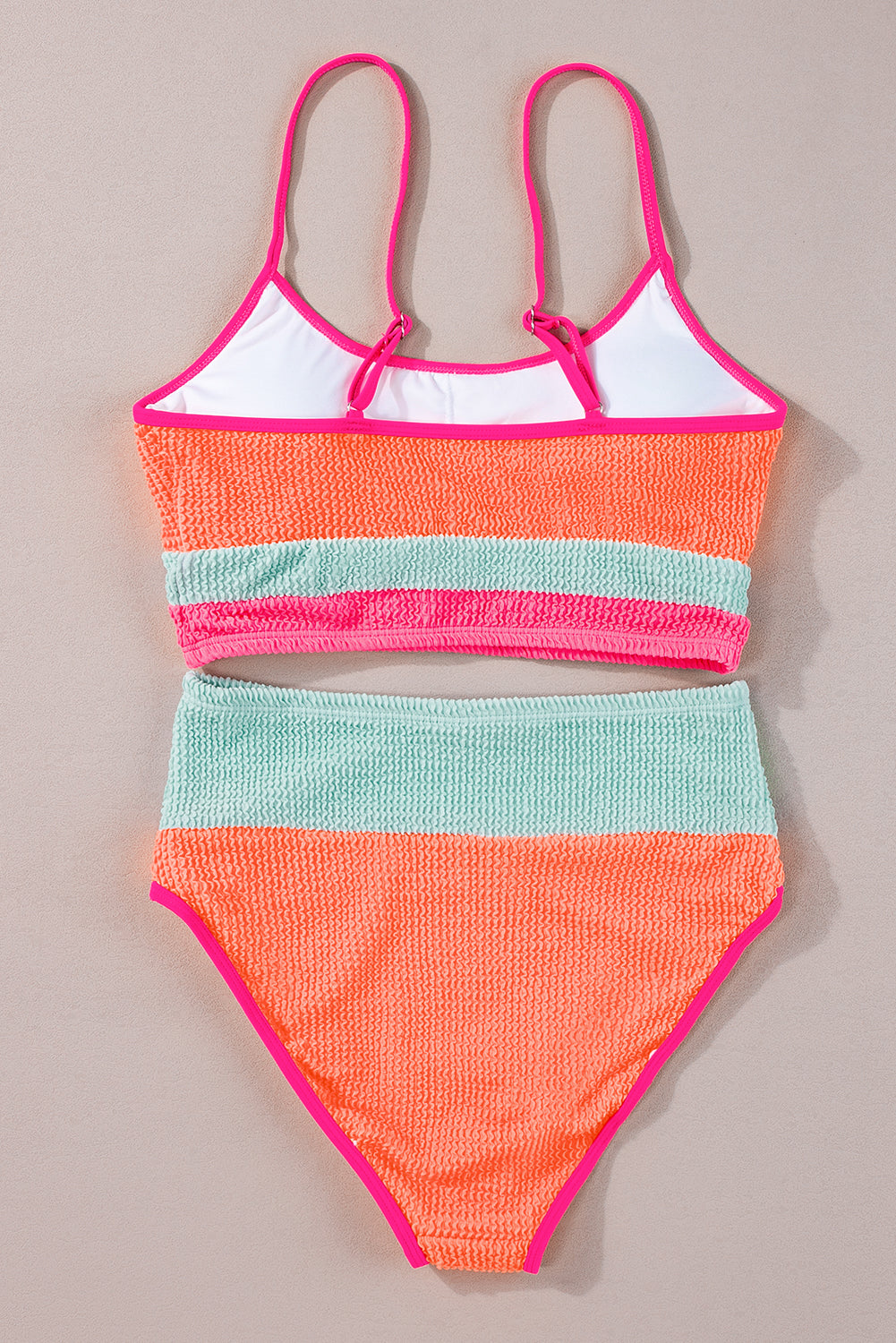 Grapefruit Orange Color Block High Waisted Sexy Bikini Set-Swimwear/High Waisted Swimsuit-[Adult]-[Female]-2022 Online Blue Zone Planet