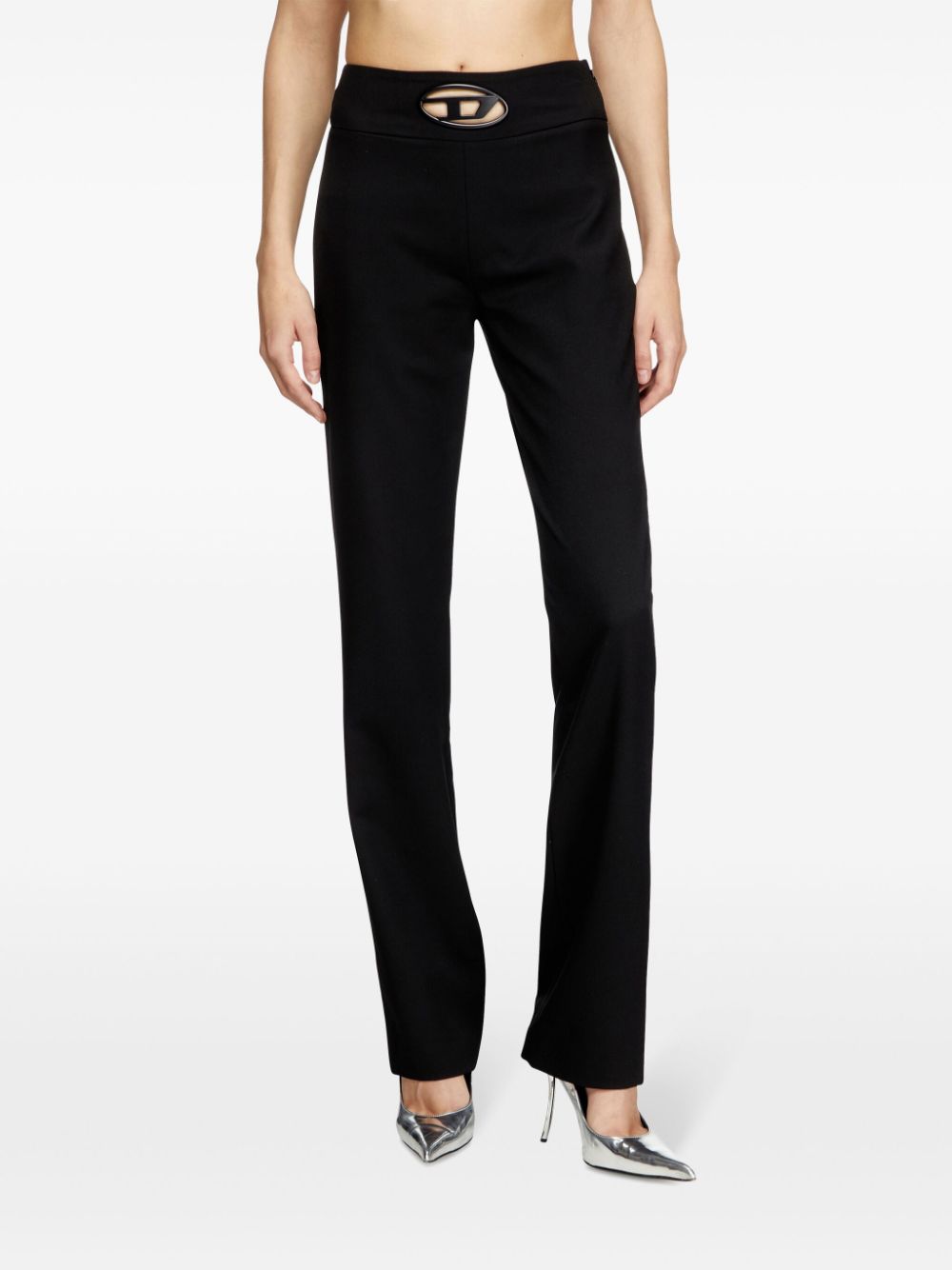 Diesel Oval D logo plaque high-waisted Wool blend trousers-Trousers-[Adult]-[Female]-2022 Online Blue Zone Planet