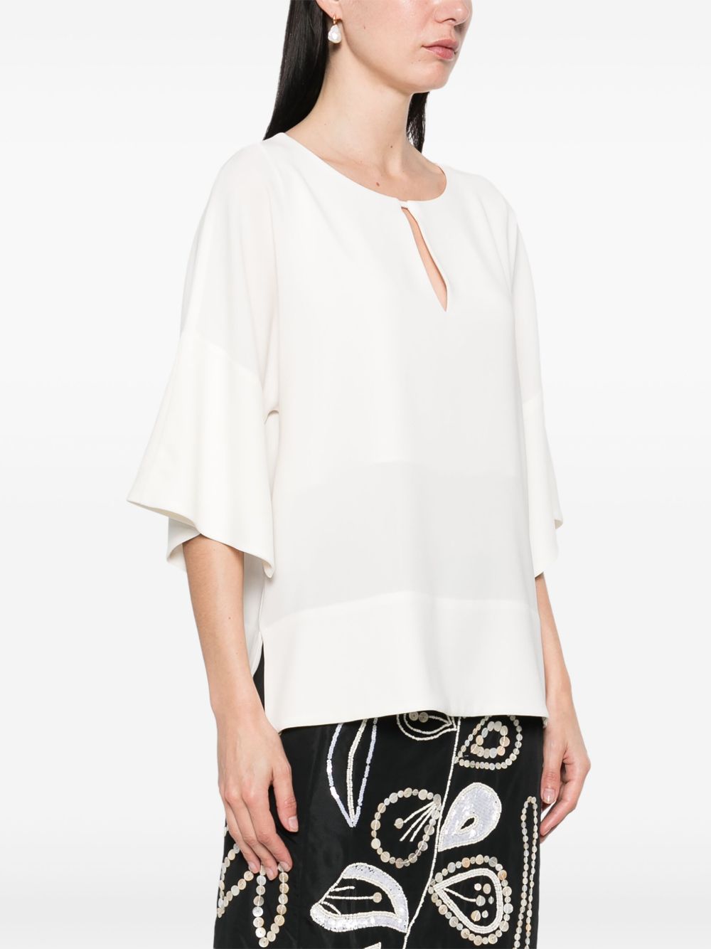 Alberto Biani Blouse with teardrop opening-Shirts-[Adult]-[Female]-2022 Online Blue Zone Planet