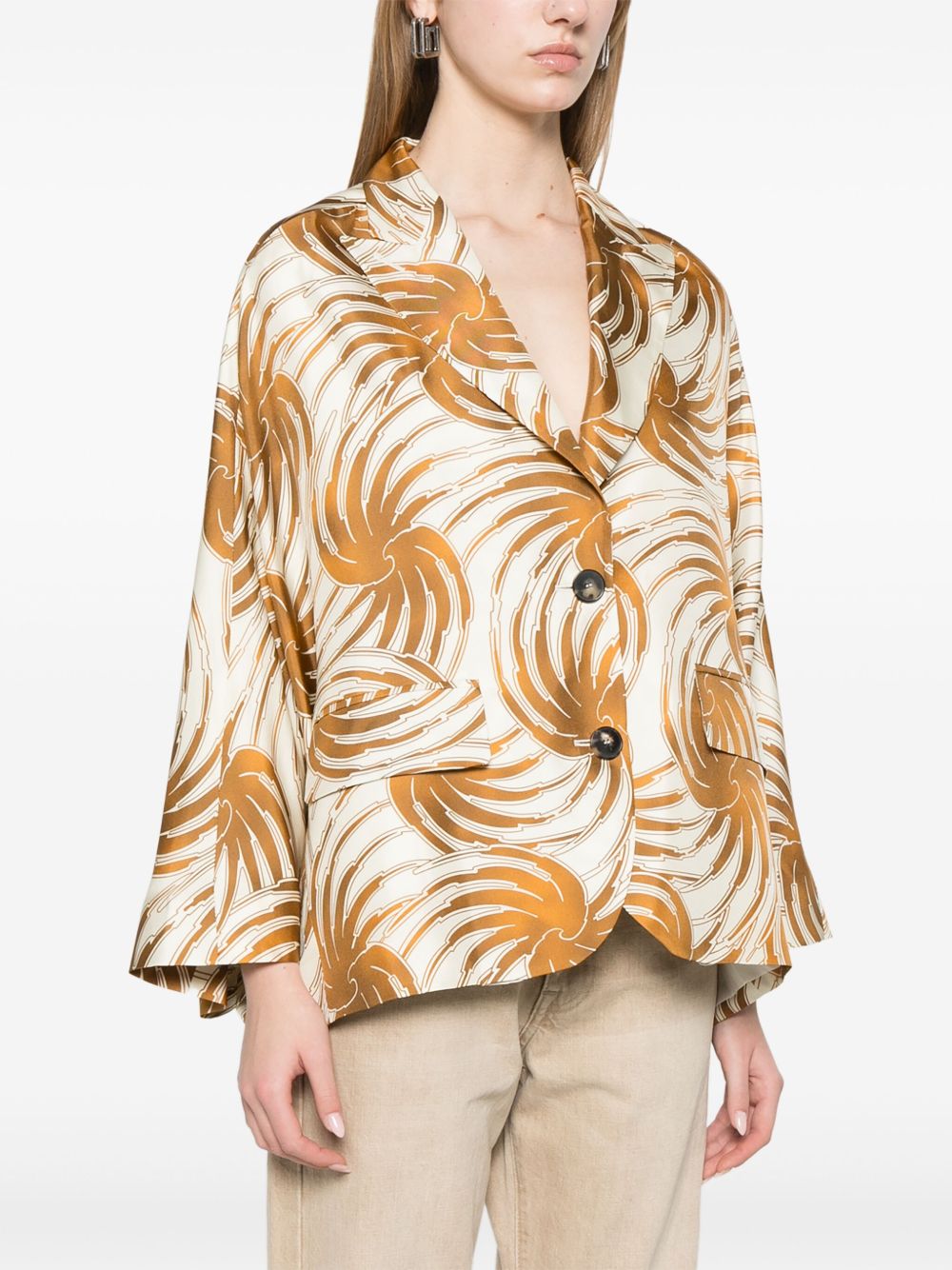Alberto Biani graphic-print blazer-Jackets-[Adult]-[Female]-2022 Online Blue Zone Planet