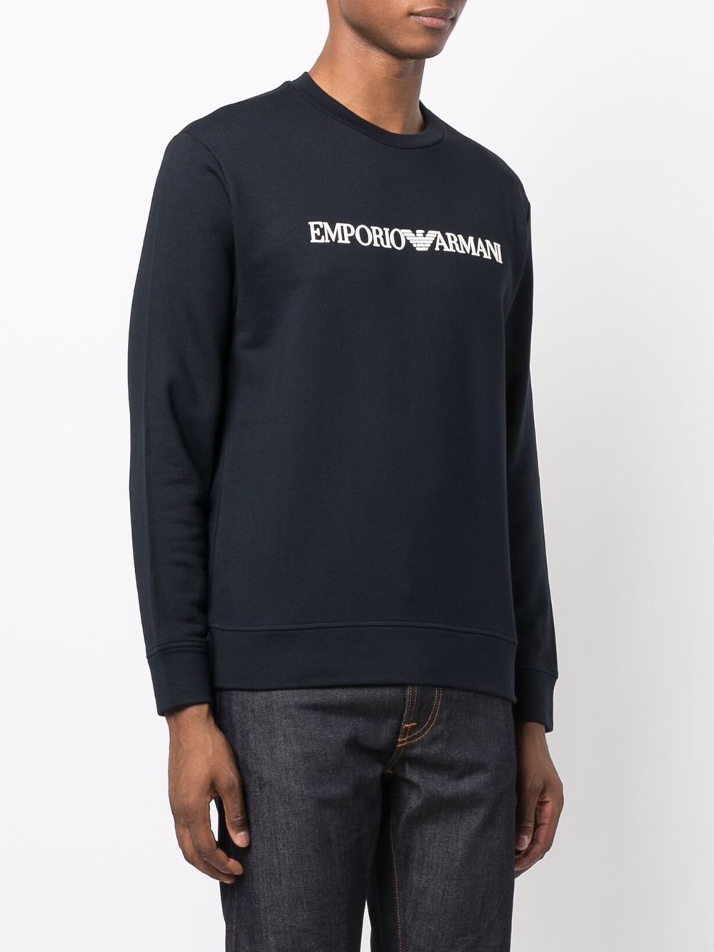 Emporio Armani Cotton Blend Crewneck Sweatshirt-TOPS / DRESSES-[Adult]-[Female]-2022 Online Blue Zone Planet